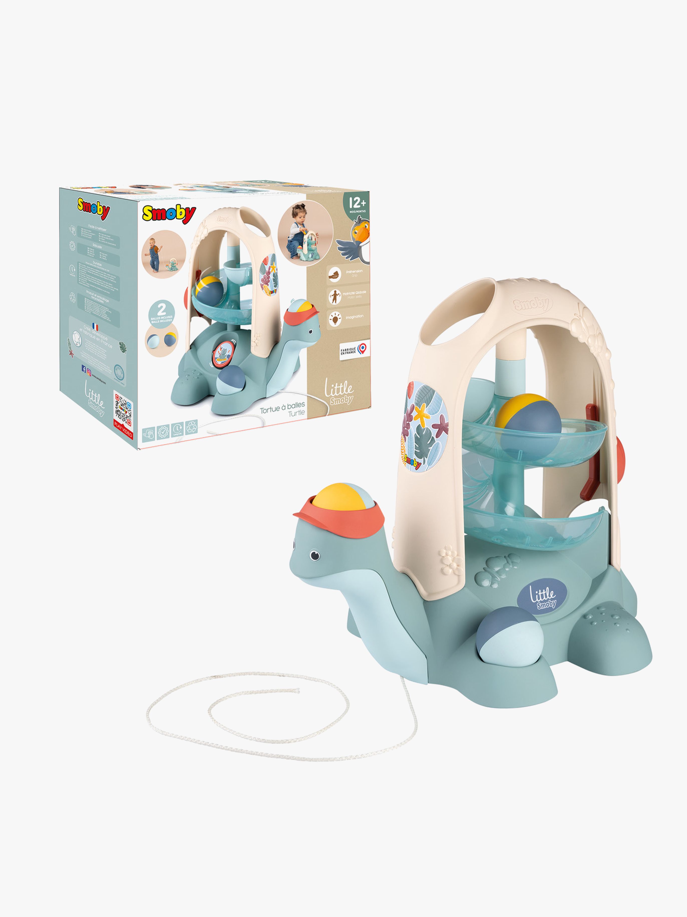 Little Smoby Schildkröte Nachziehspielzeug mit Kugelbahn, Babyspielzeug