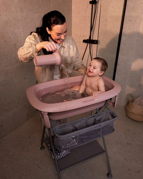 Twistshake Limited Edition Badewanne inkl. Badestütze & Duschkanne, Faded Pink