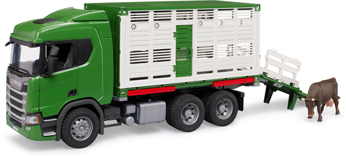 Bruder Scania R-Serie Tiertransport-LKW Mit Einem Rind