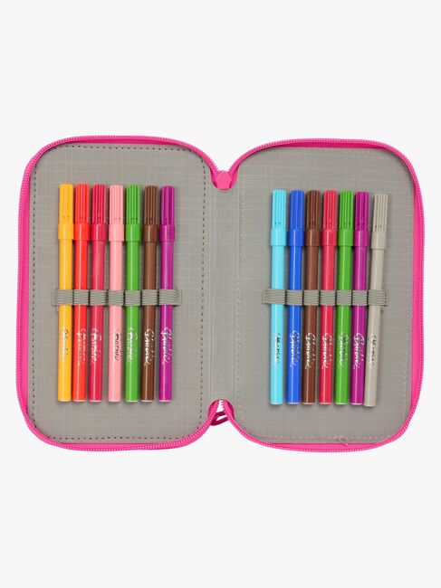 Barbie Gefülltes Dreifach-Federmäppchen 37 Teile, Blau/Pink