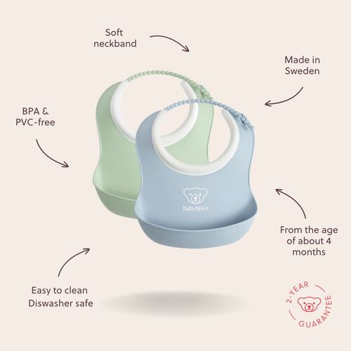 BabyBjörn Lätzchen-Set 2er-Pack, Hellgrün/Hellblau