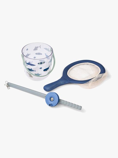 LIEWOOD Cora Krabbe Angel-Set mit Netz, Shark/Dove Blue