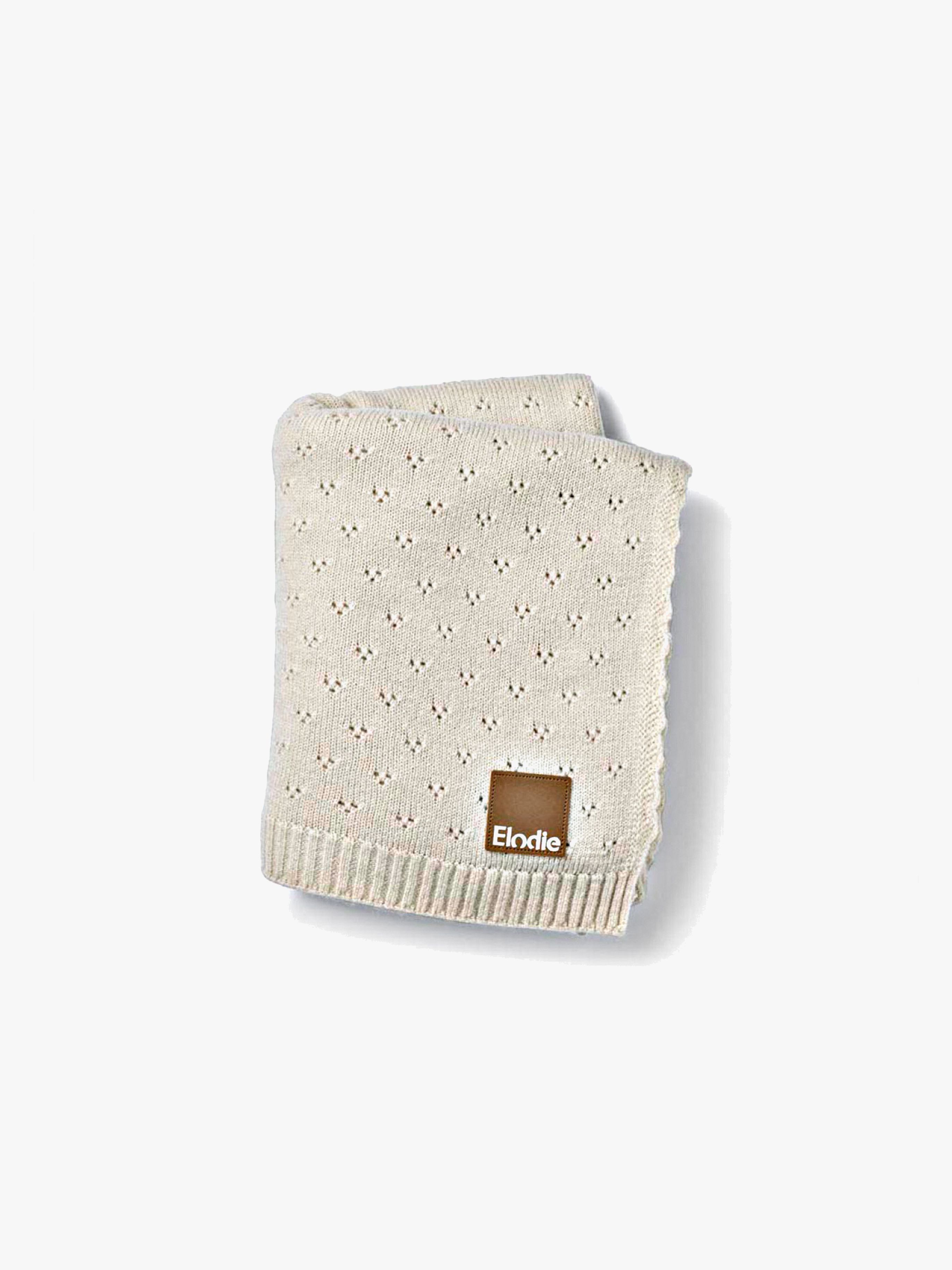 Elodie Lochmuster-gestrickte Decke 100x75 cm, Creamy White