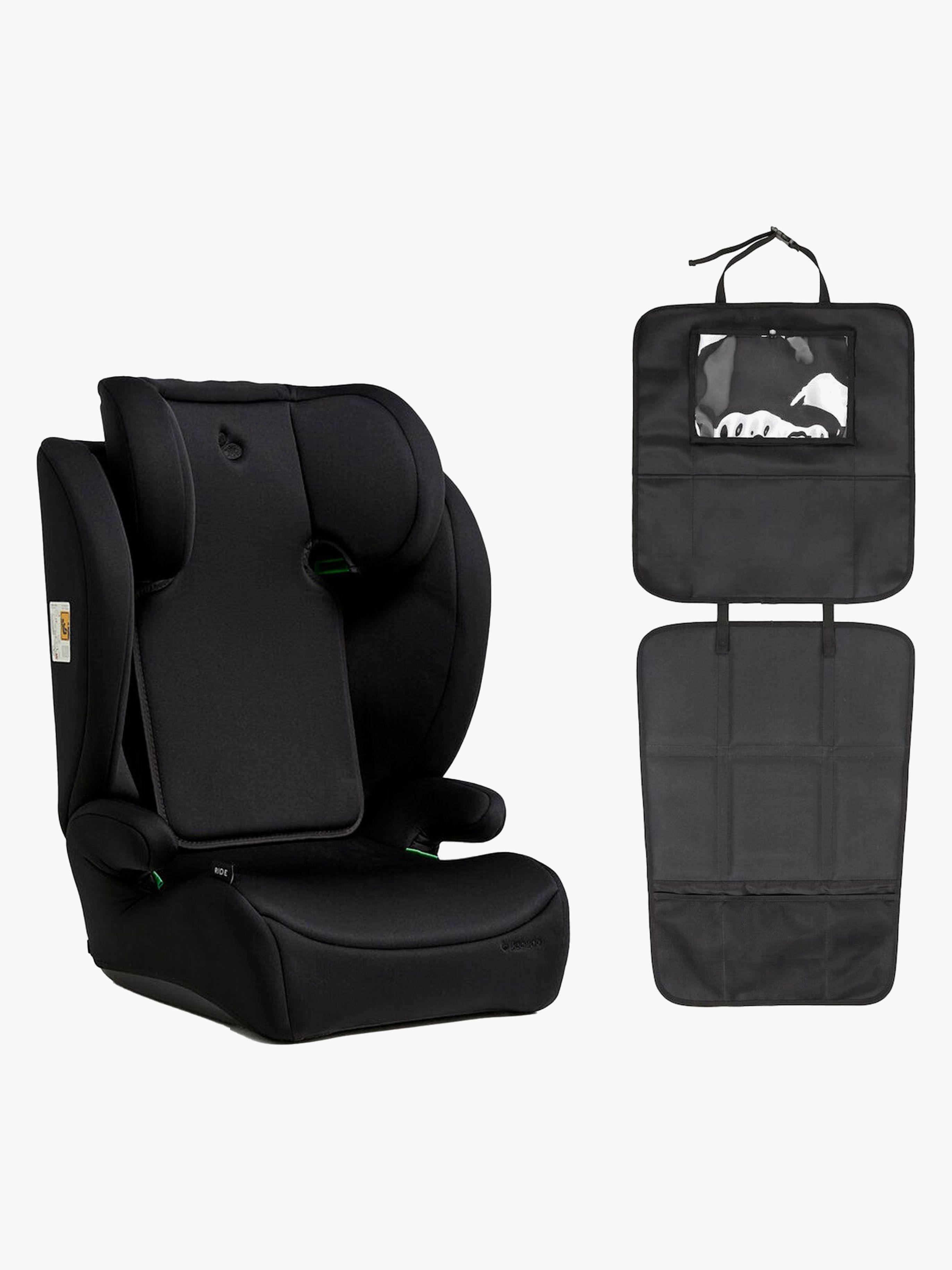 Ride i-Size Kindersitz inkl. Beemoo 3-in-1 Trittschutz, Black Stone / Black