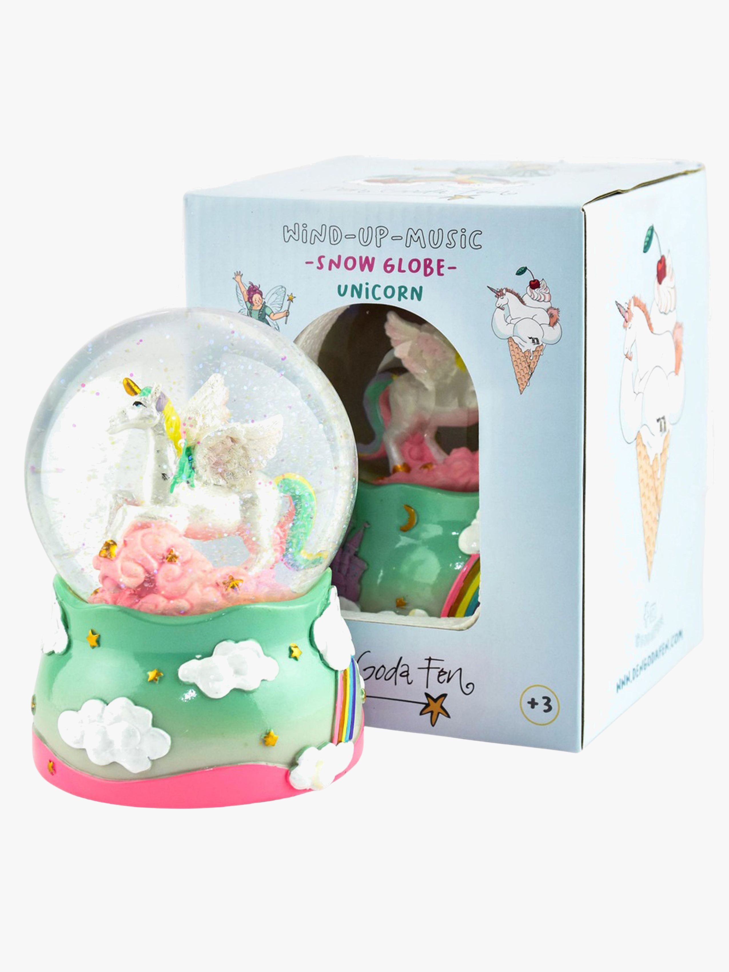 Robetoy Schneekugel Glitzer-Einhorn zum Aufziehen mit Musik, 14 cm