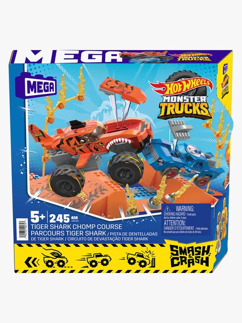 Mega Hot Wheels Autoset Smash N Crash Tiger Shark Chomp Course 245 Teile