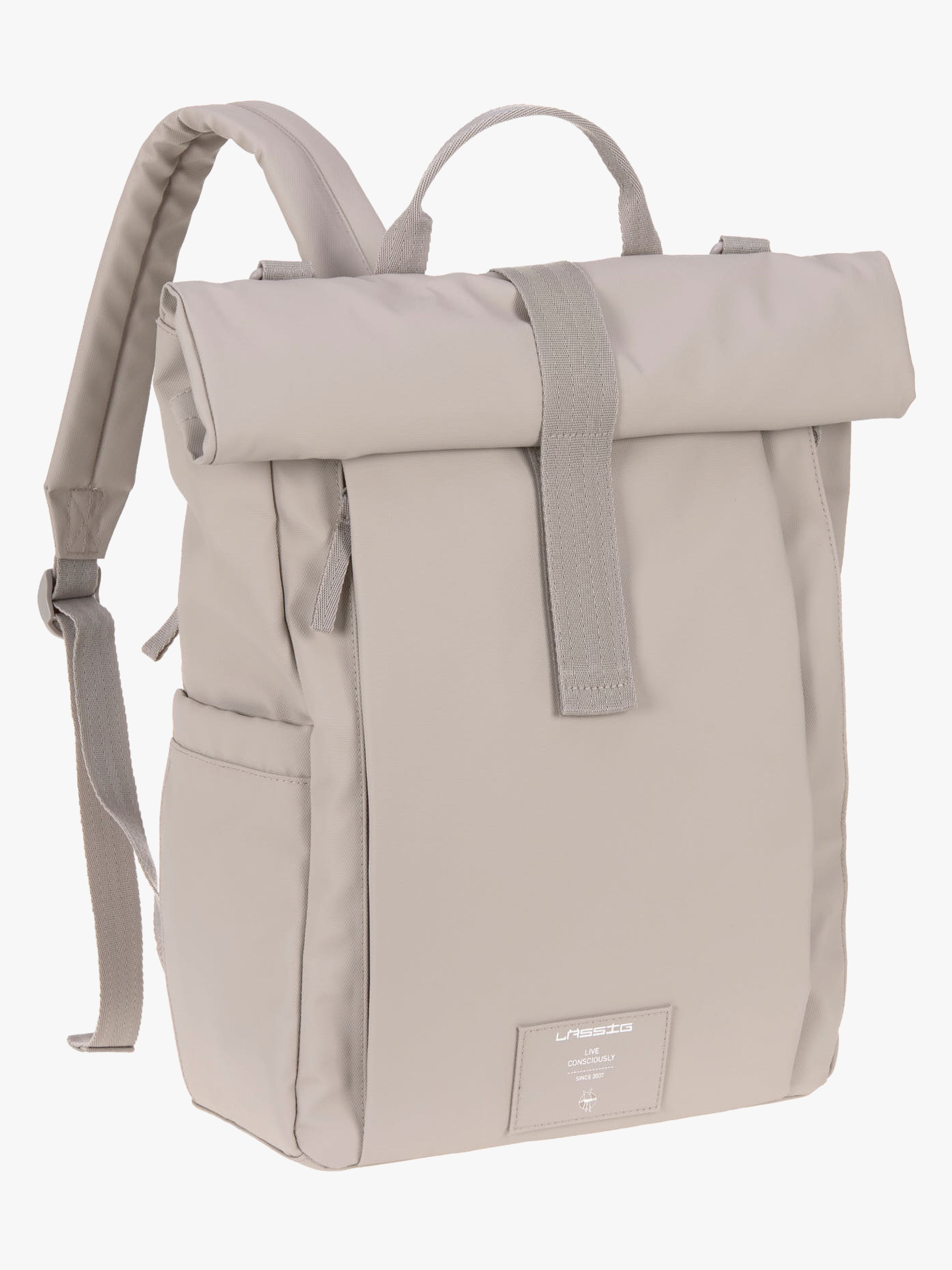 Rolltop Wickeltasche Rucksack, Taupe