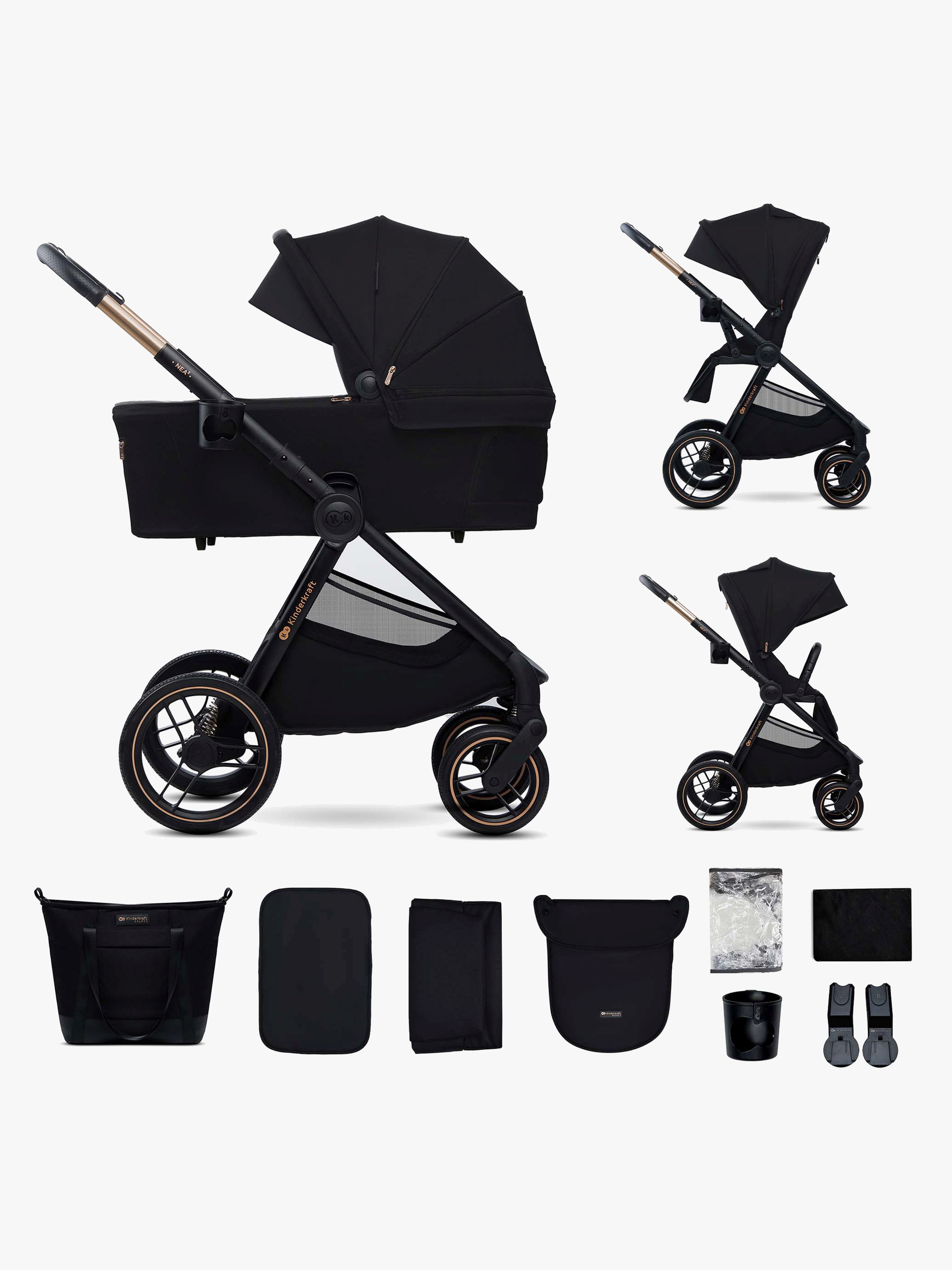 NEA 2 Kombikinderwagen, Midnight Black, Kinderwagen, 2 in 1