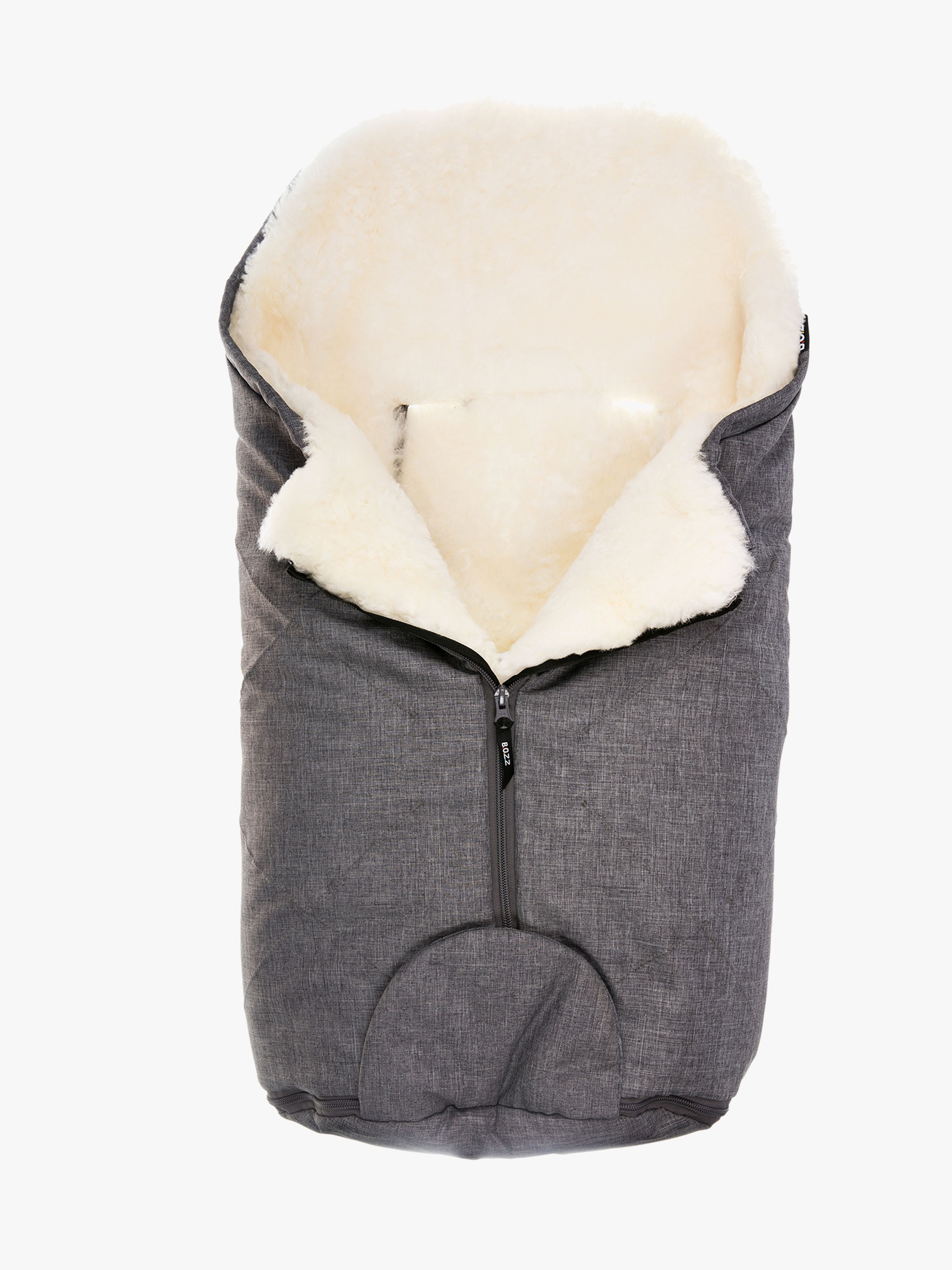 Lammfell-Fußsack Small Geschnitten, Grey Melange / White