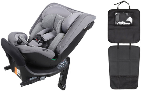 Beemoo Rotate i-Size Wendbarer Kindersitz inkl. 3-in-1 Sitzschutz, Mineral Grey