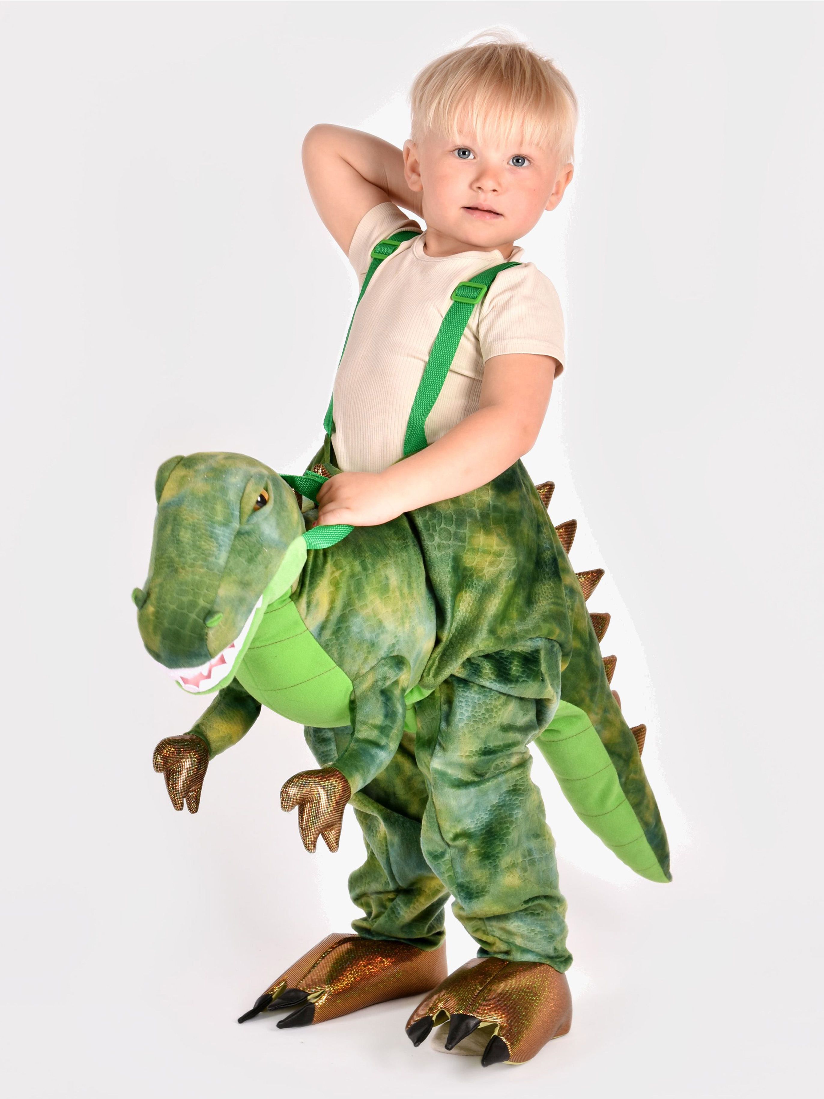Den Goda Fen Kostüm Ride-on Dinosaurier, Grün