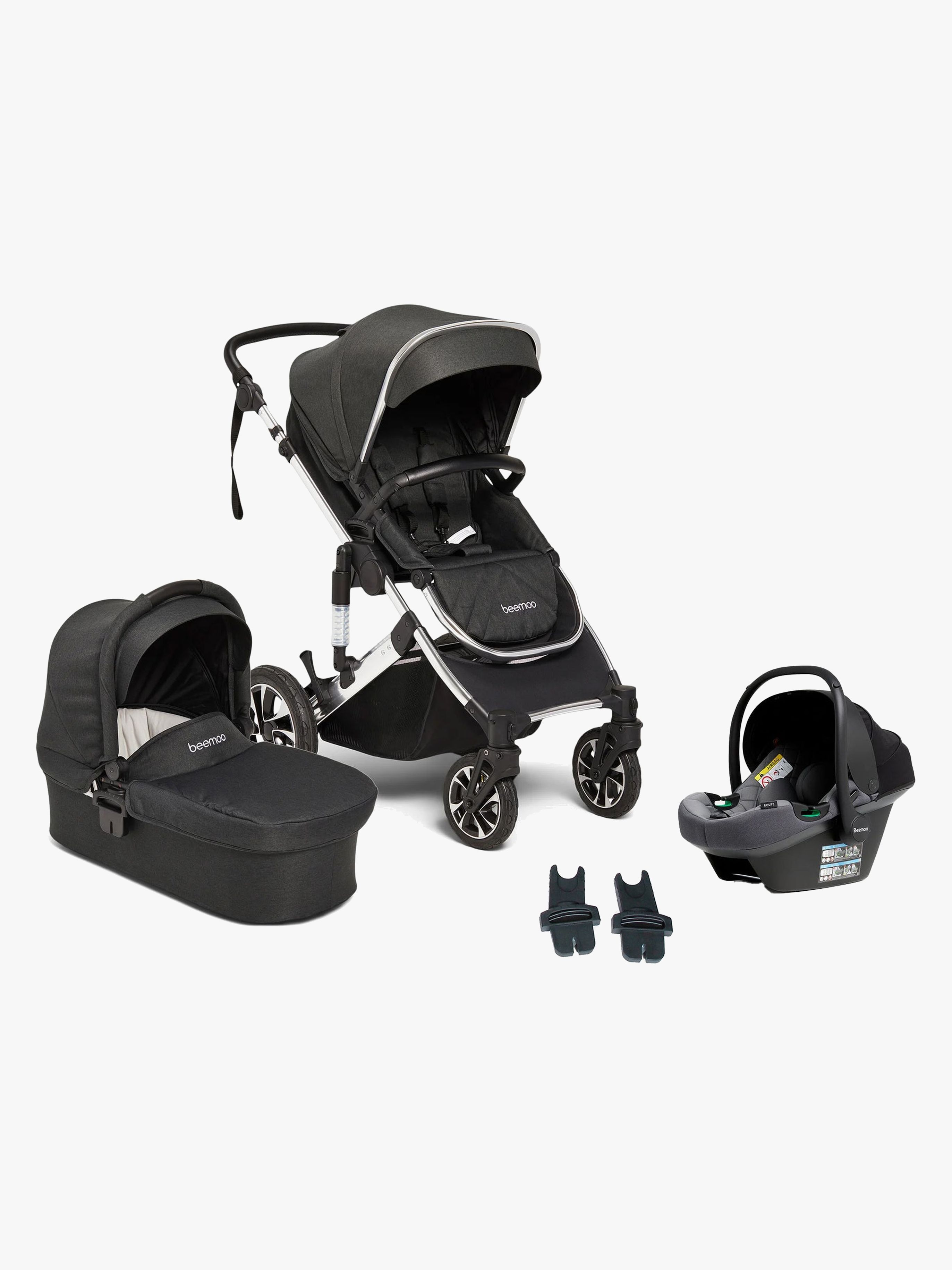 Beemoo Maxi 4 Kombiwagen inkl. Beemoo Route i-Size Babyschale, Black Silver/Mineral Grey