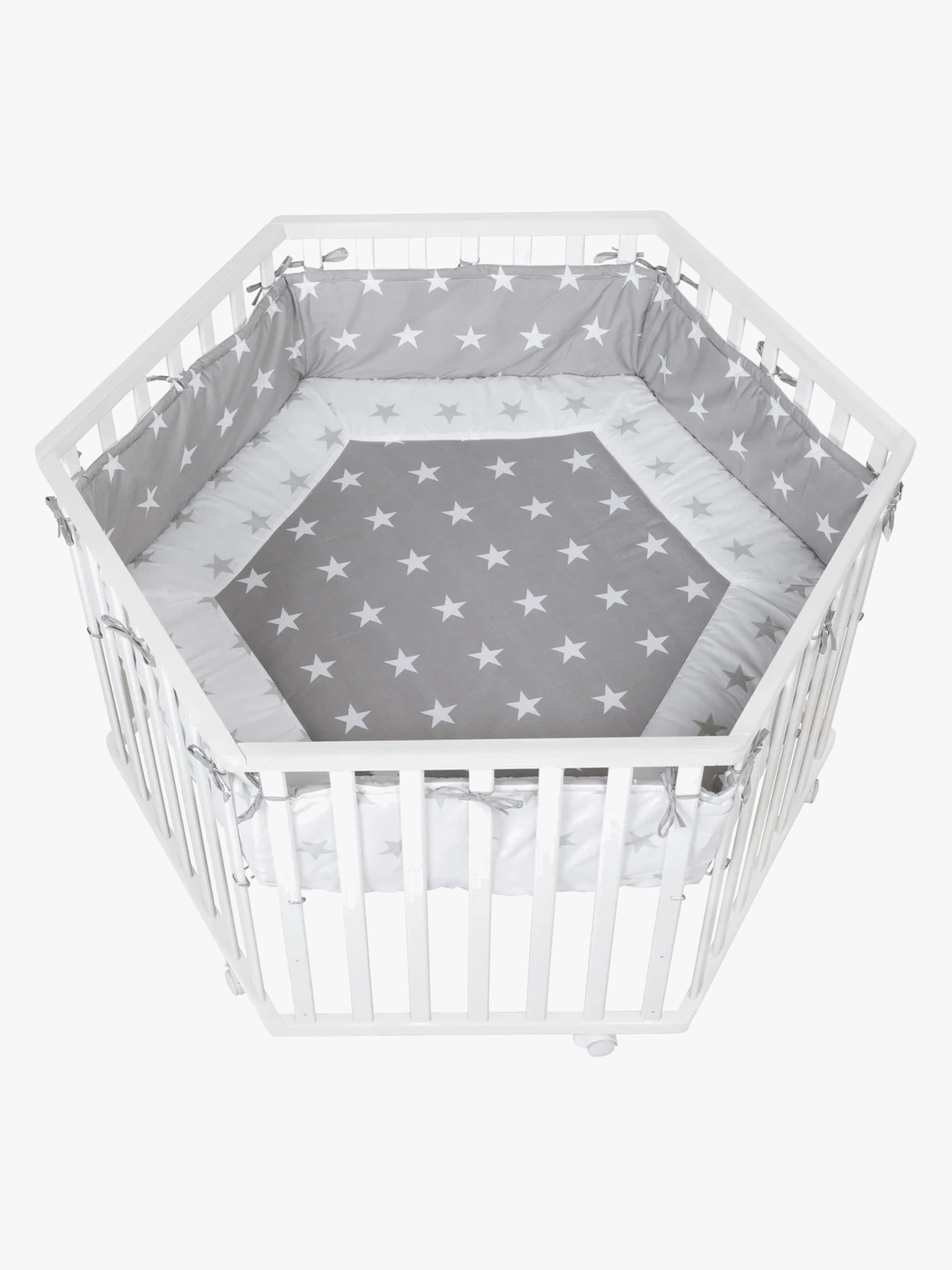 Roba Hexagon Laufgitter mit Rädern &  Bettbegrenzung, Little Stars White