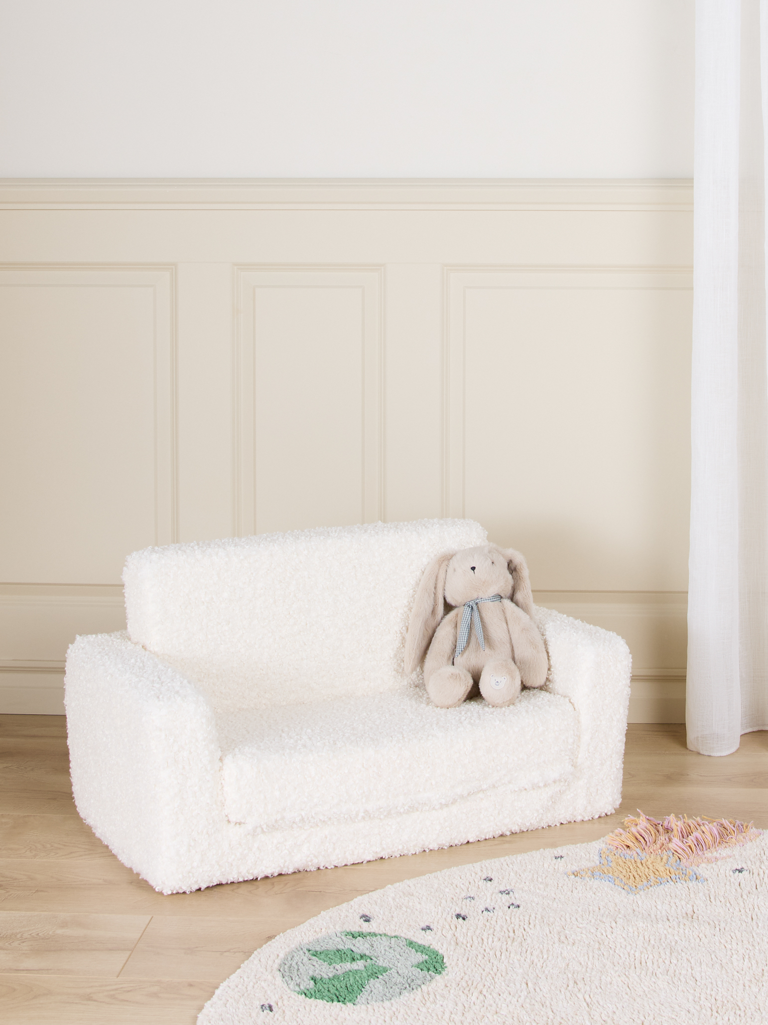 Cubbie Klapp-Sofa 94x55 cm, White Teddy, Kindersofa, Kindercouch, Kinder