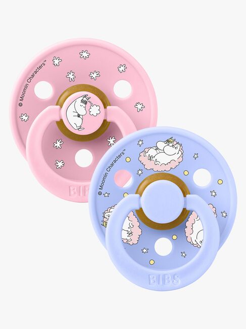 BIBS x Moomin Colour Dreaming Schnuller 2er-Pack Latex Größe 1, Baby Pink