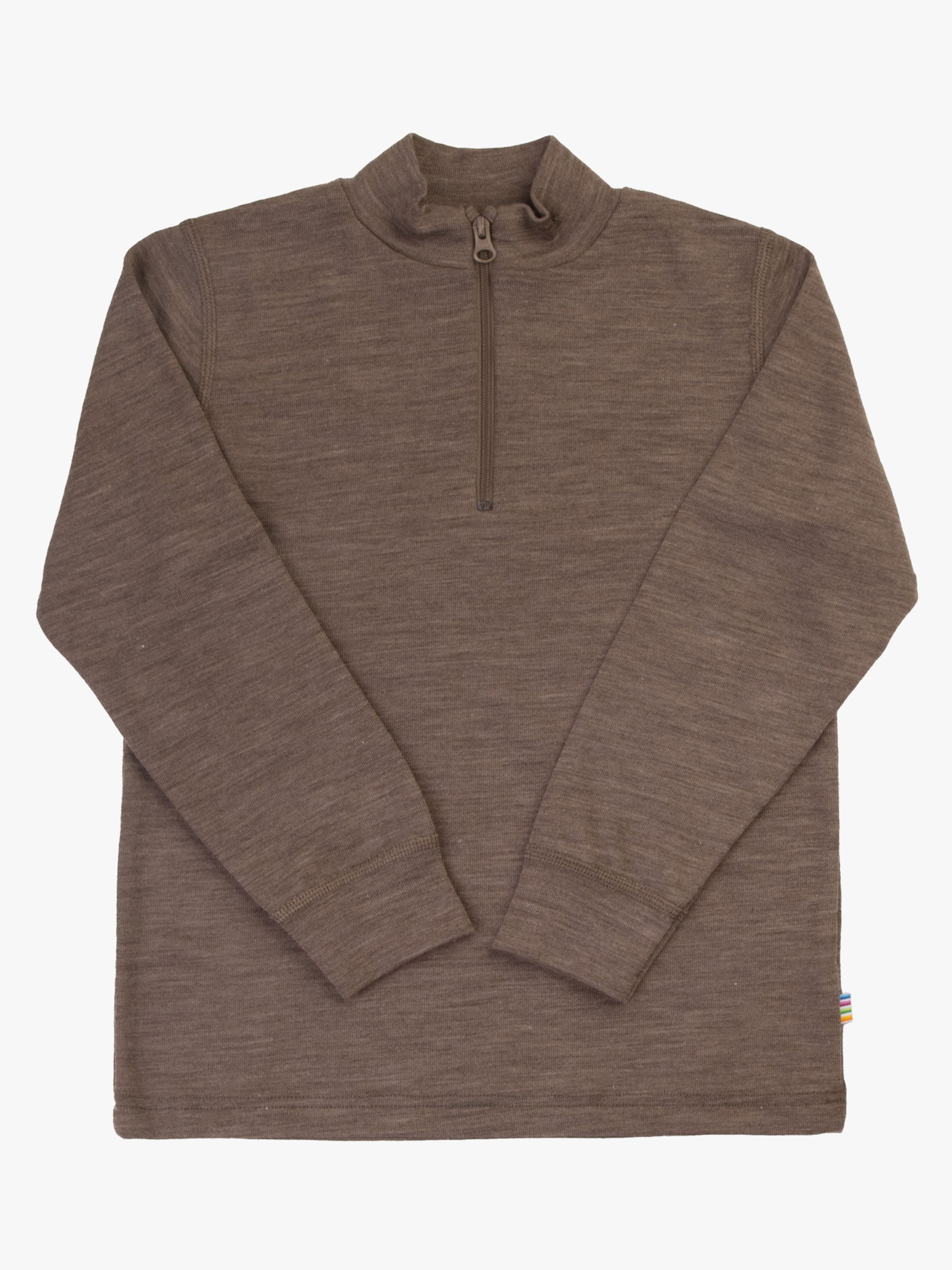 Joha Pullover mit Half-Zip Merinowolle, Brown, 100