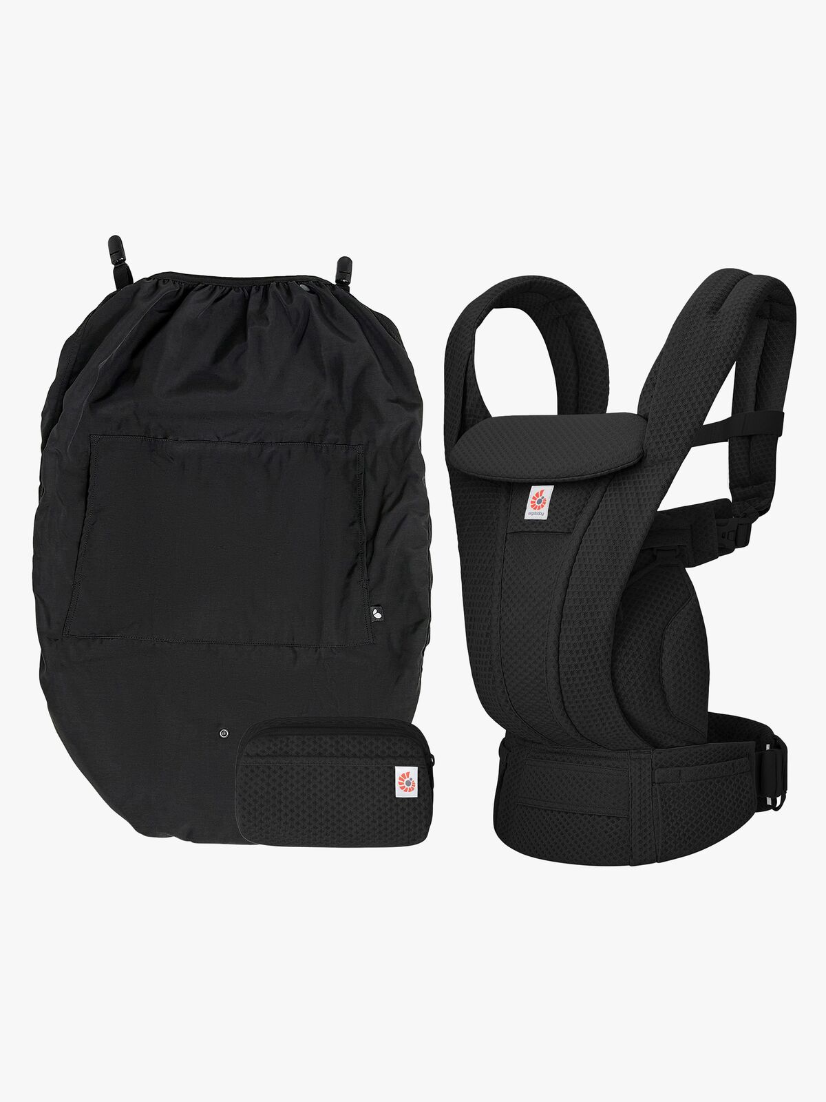 Ergobaby Omni Deluxe Babytrage Mesh inkl. Regenüberzug, Onyx Black