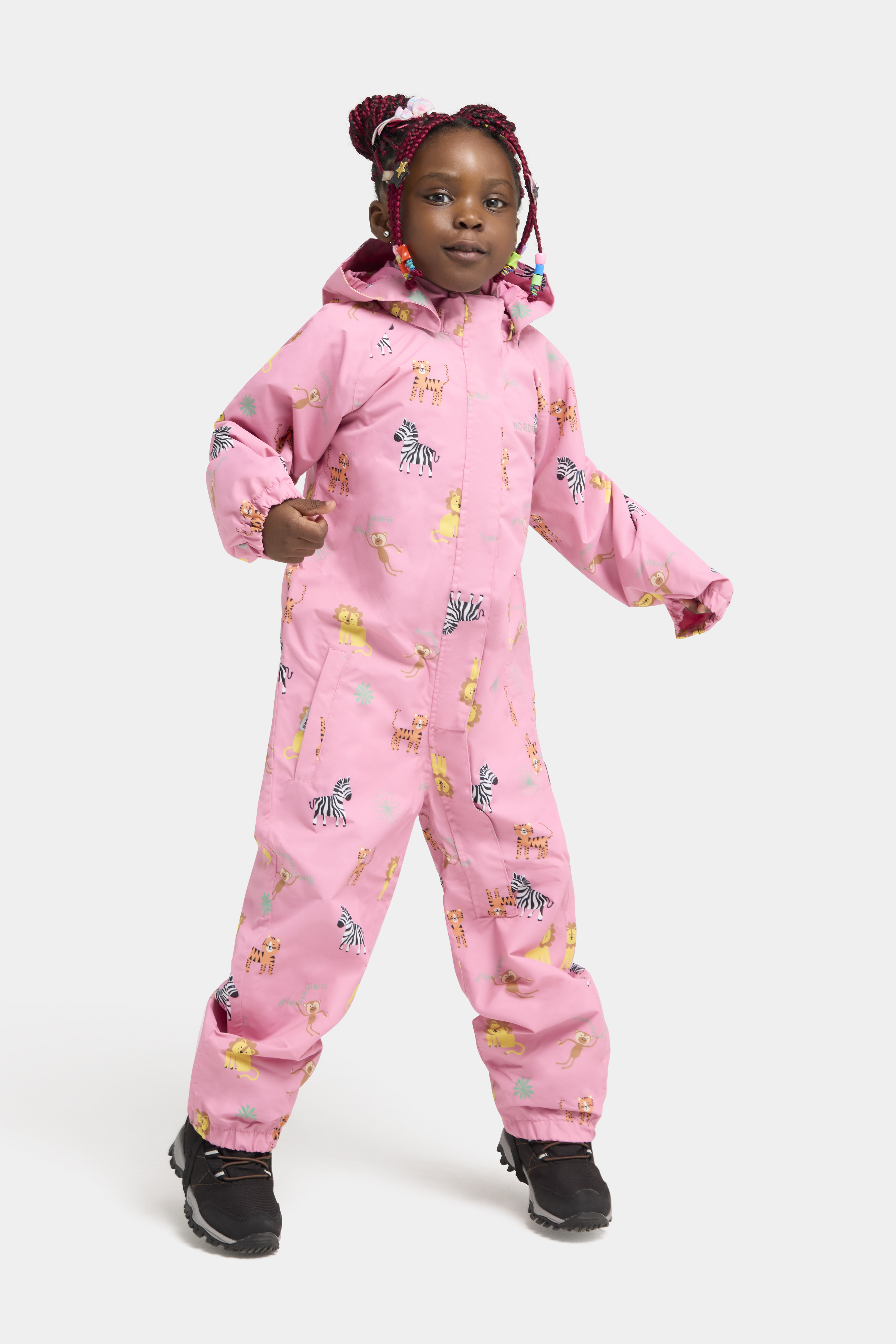 Nordbjørn Skaftö Outdoor-Overall, Jungle Animals Rosebloom, 86