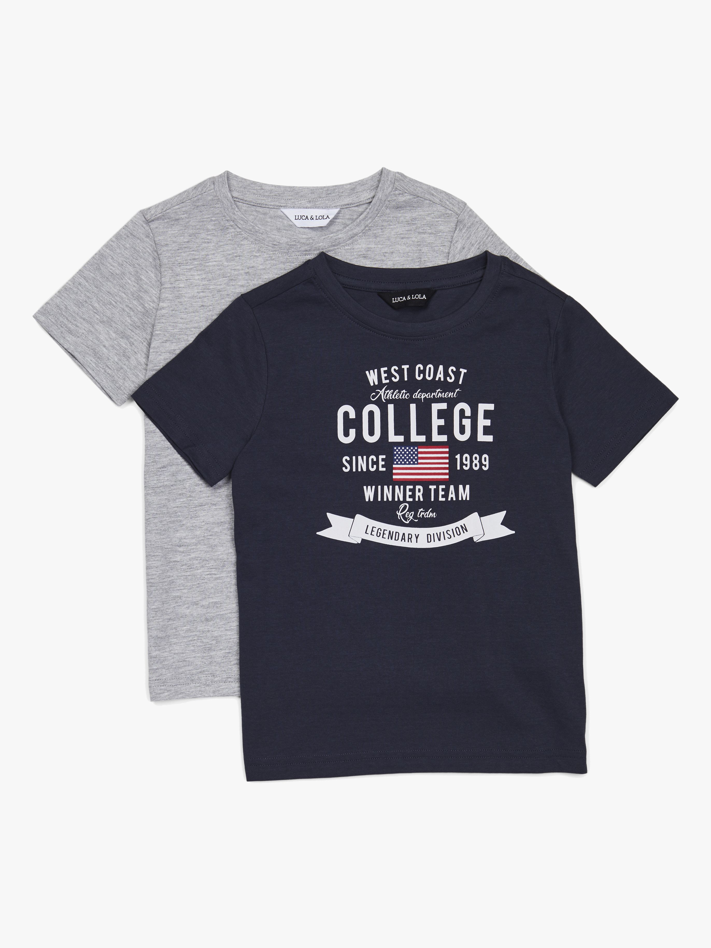 Luca &  Lola Tore T-Shirt 2er-Pack, Navy/Grey Melange 134-139