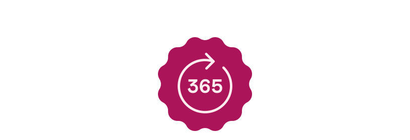 Weiße Pfeil und Nummer 365 in einem rosa Quadrat.