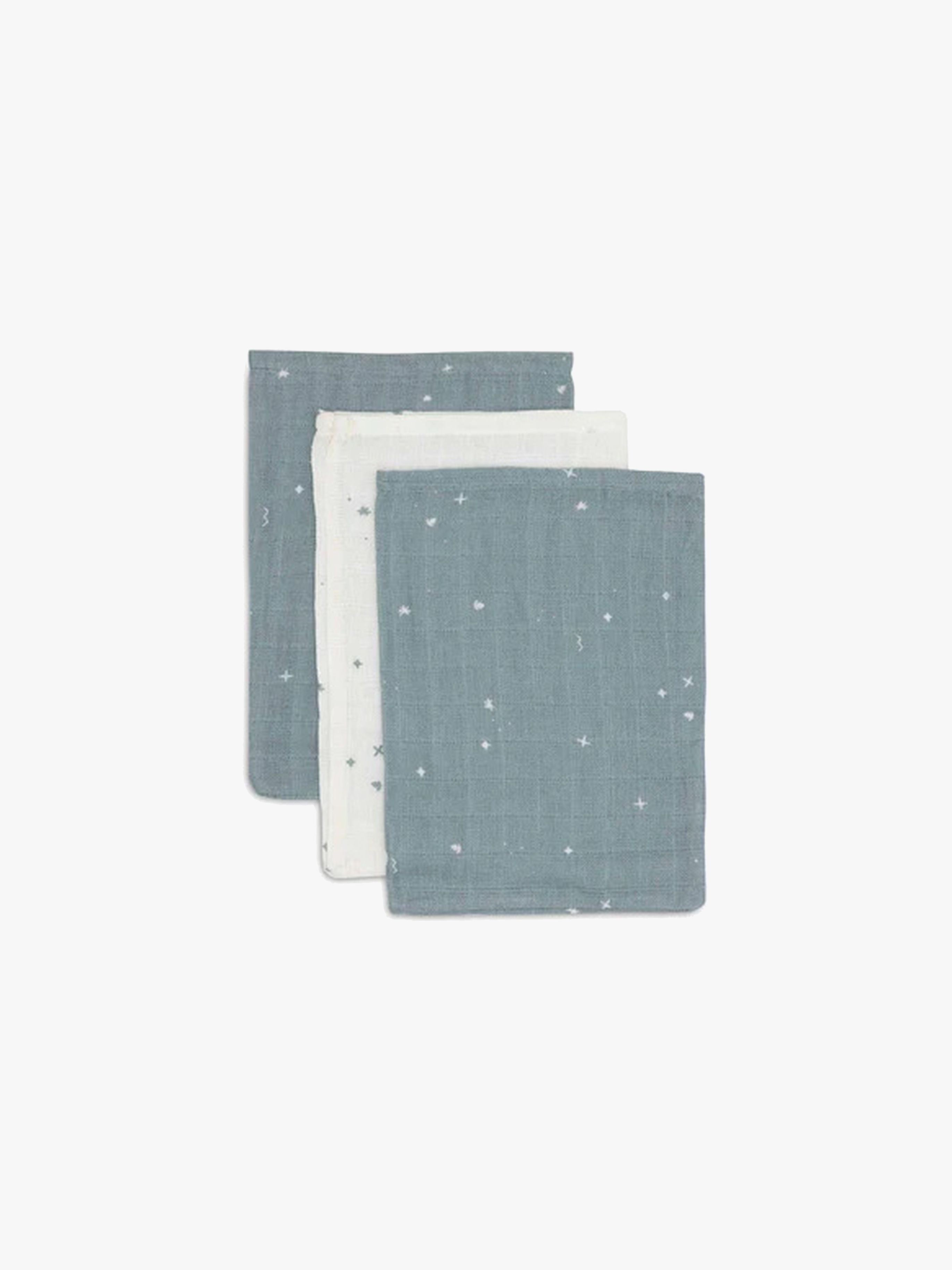Jollein Waschlappen Twinkling Musselin 3er-Pack, Sea Green
