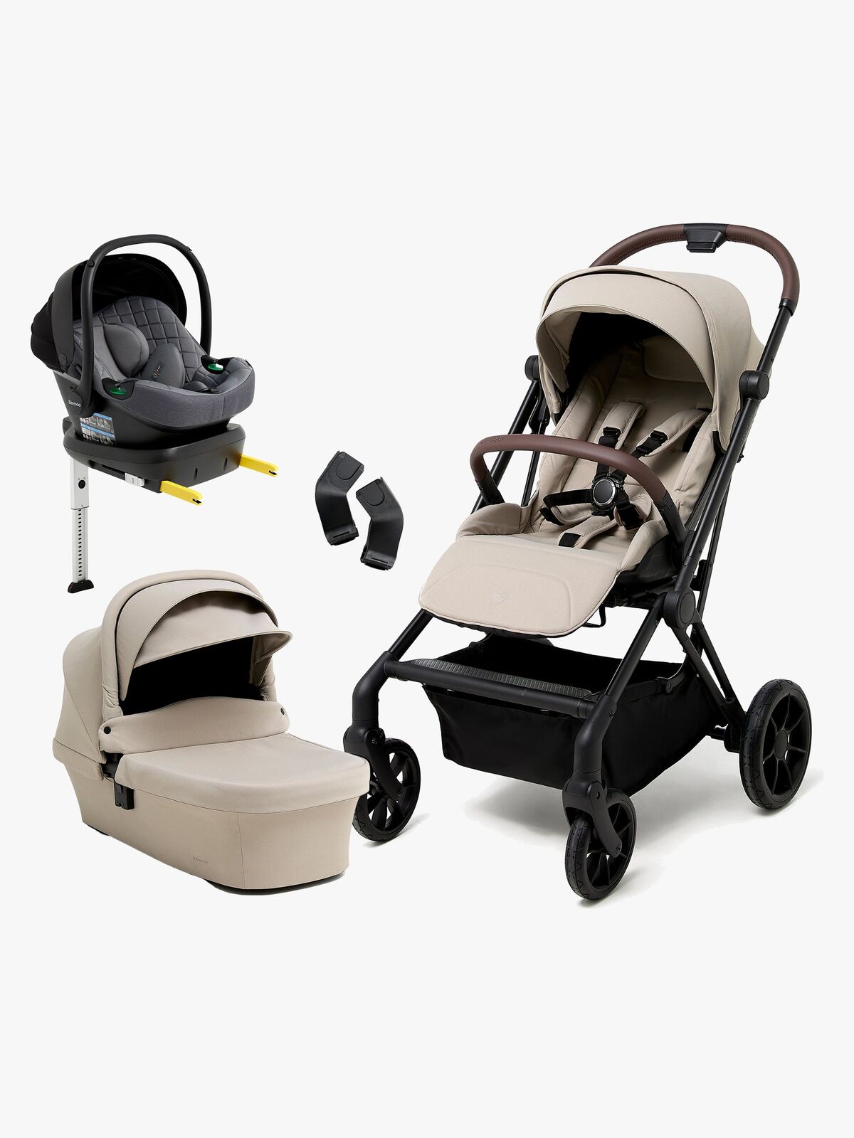 Beemoo Pro Twist Kombikinderwagen inkl. Beemoo Route Babyschale & Basis, Latte Beige/Mineral Grey
