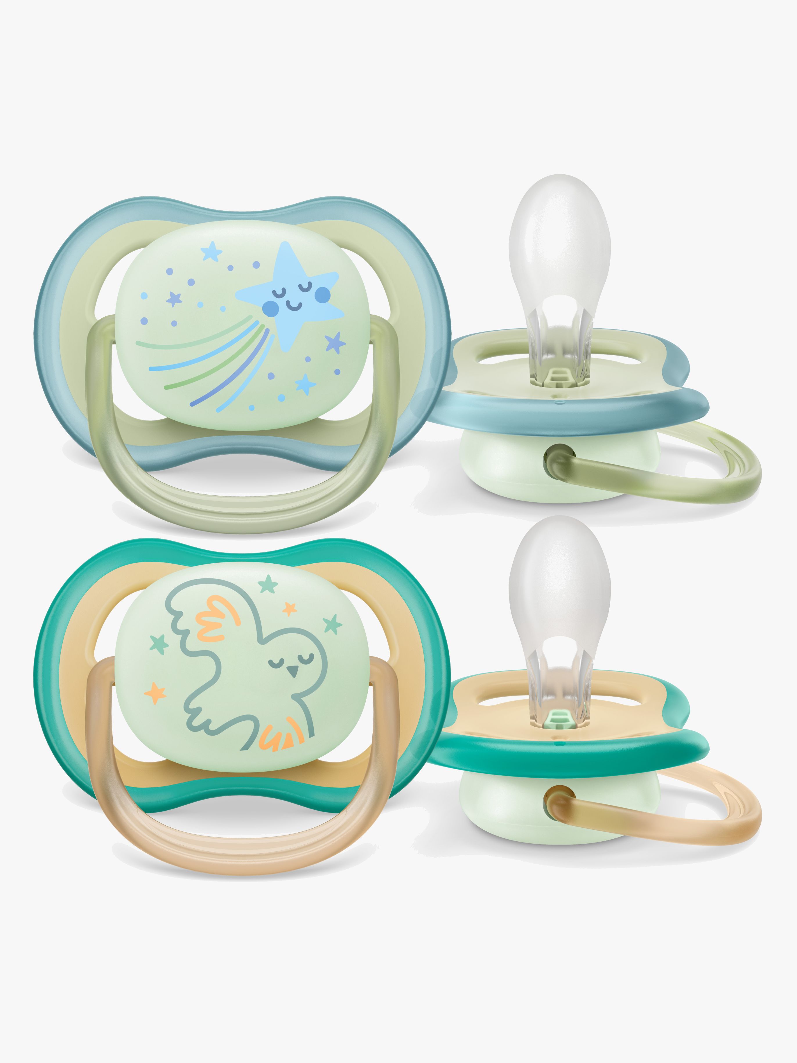 Philips Avent Ultra Air Night Schnuller 2er-Pack 0-6m, Grün/Blau