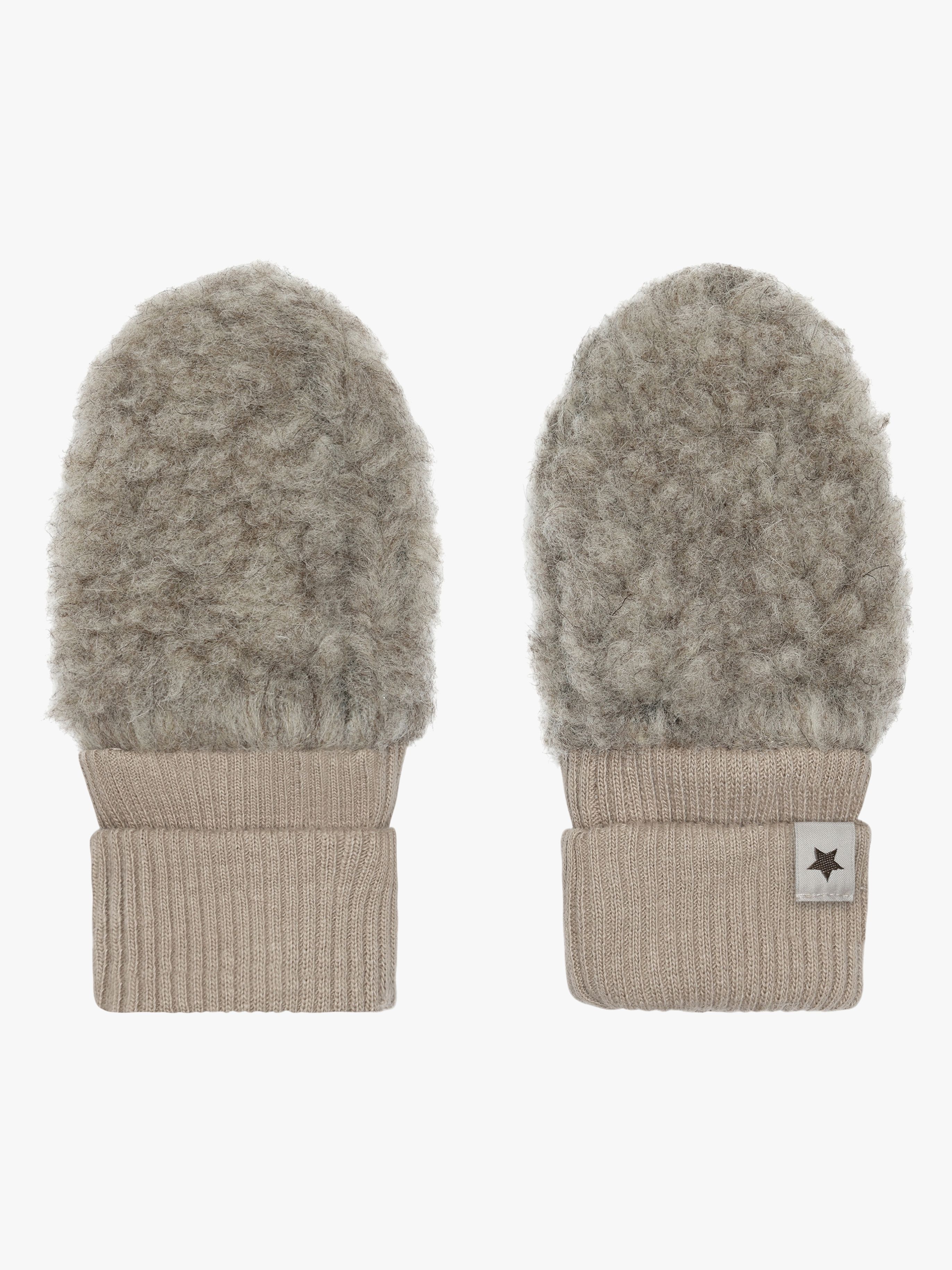 HUTTEliHUT Babyfäustlinge Teddy-Wolle, Camel Melange, 62-68
