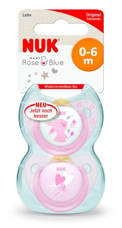 NUK Baby Rose 0-6 Monate Schnuller 2er-Pack, Latex