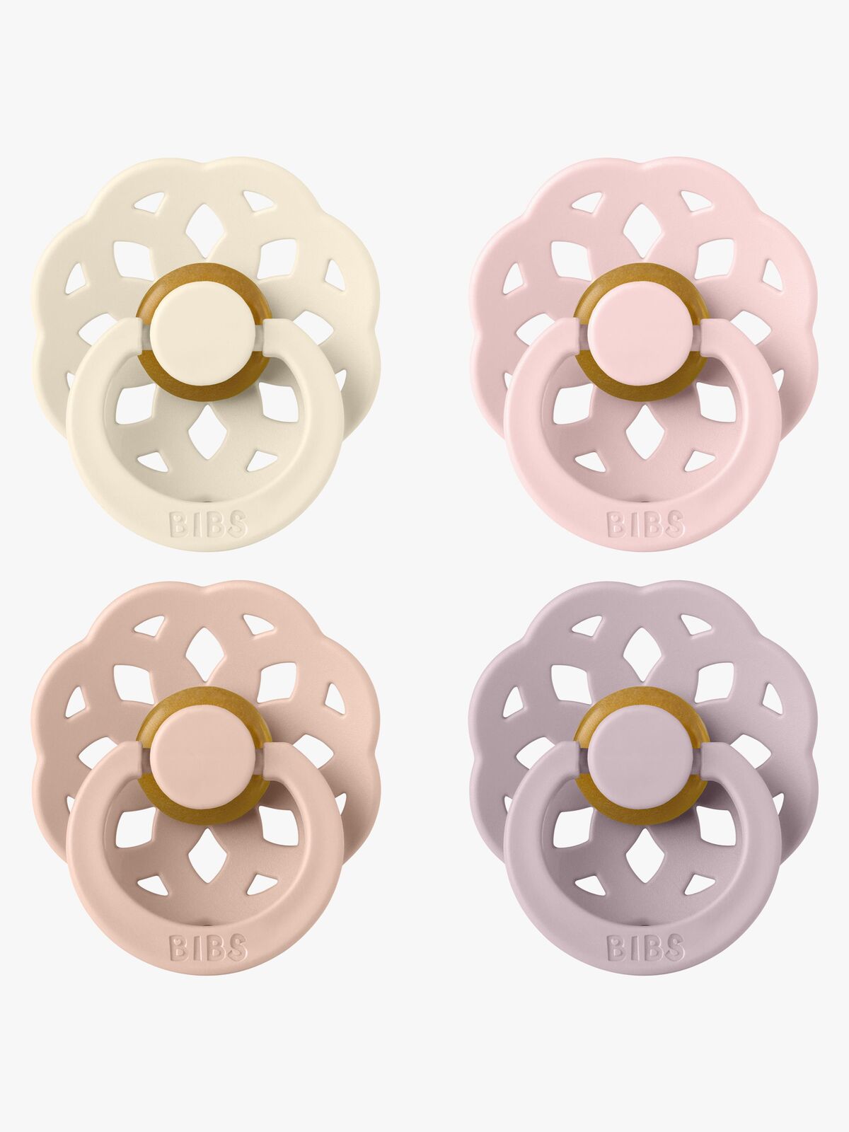 BIBS Boheme Schnuller 4er-Pack Latex Größe 1, Ivory/Blush/Blossom/Dusky Lilac