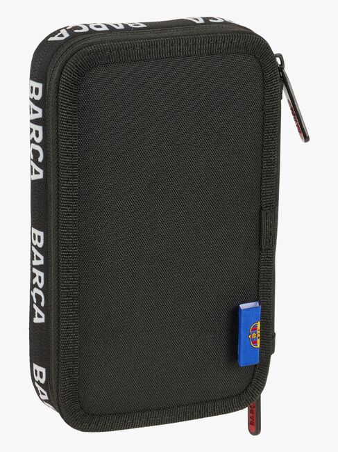 F.C.Barcelona Gefülltes Doppel-Federmäppchen 29 Teile, Schwarz