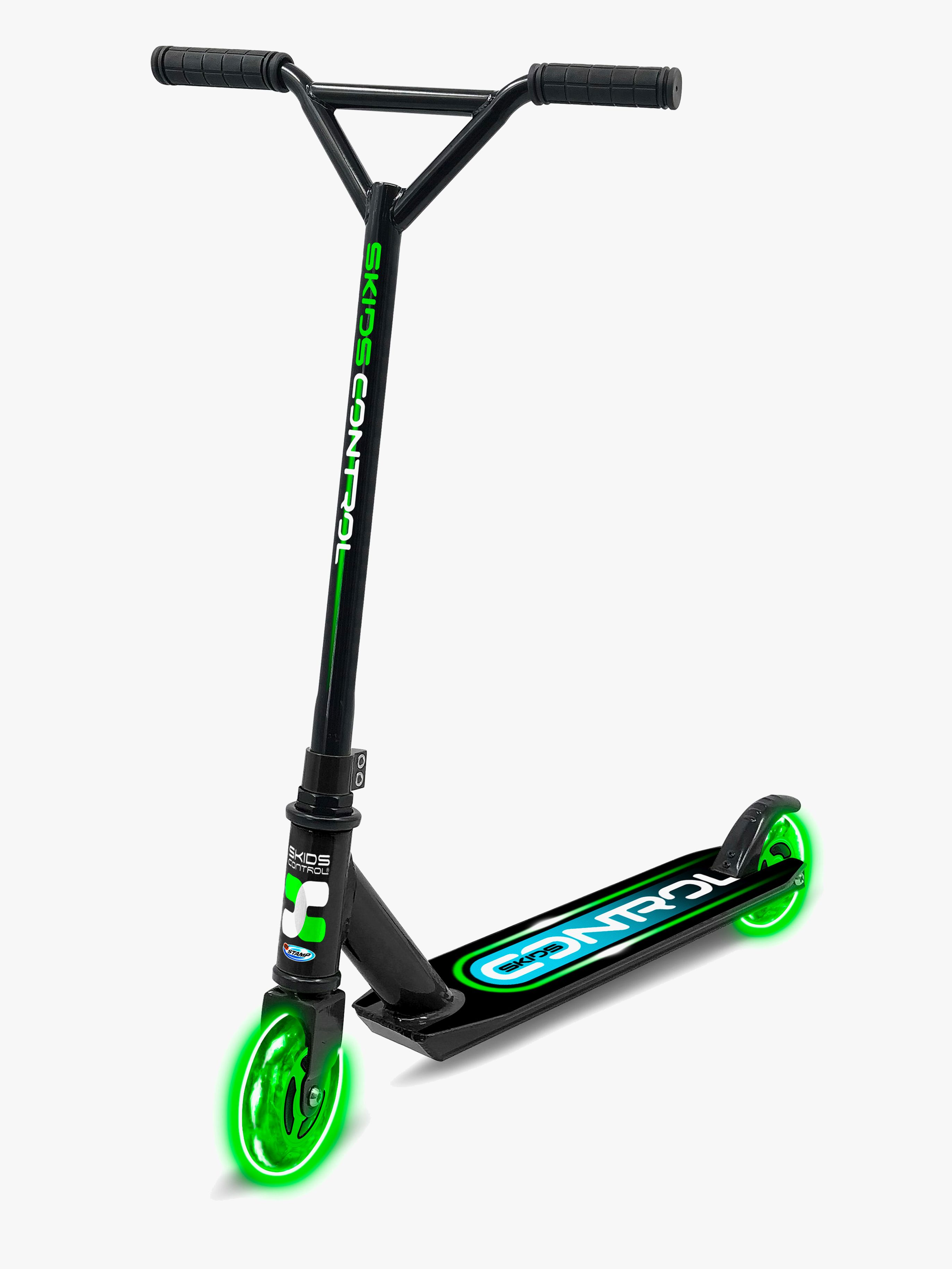 Stamp Stunt Tretroller Light-Up Rad, Grün/Schwarz