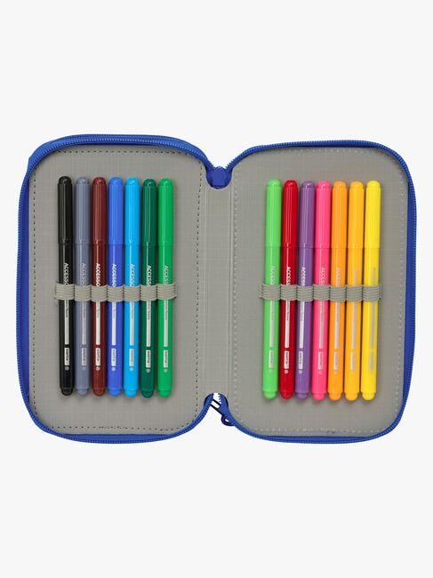 Sonic Gefülltes Dreifach-Federmäppchen 37 Teile, Blau