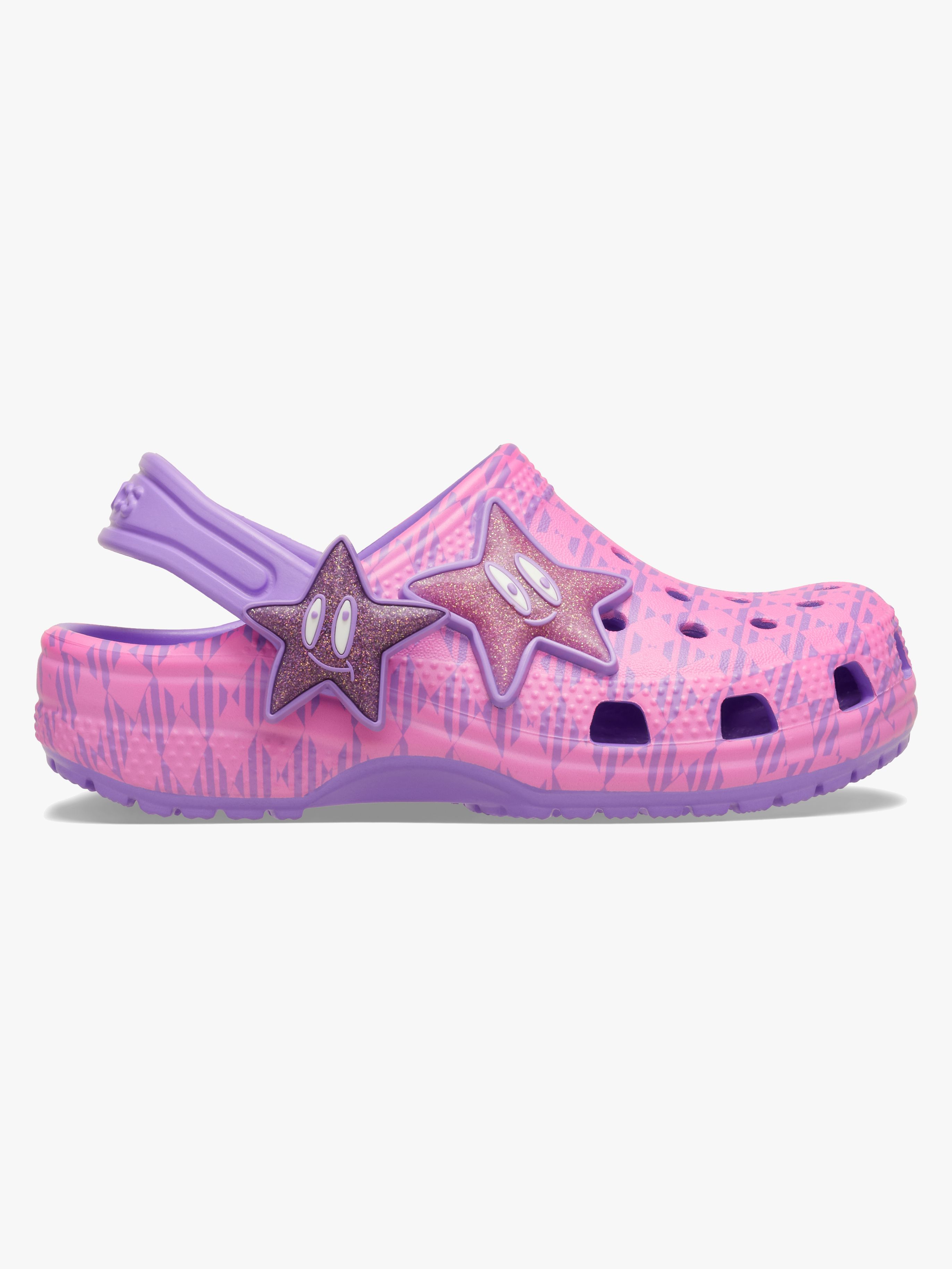 Crocs Classic Plaid and Stars Kids Pantoffeln, Purple Bolt/Pink Punch, 23-24