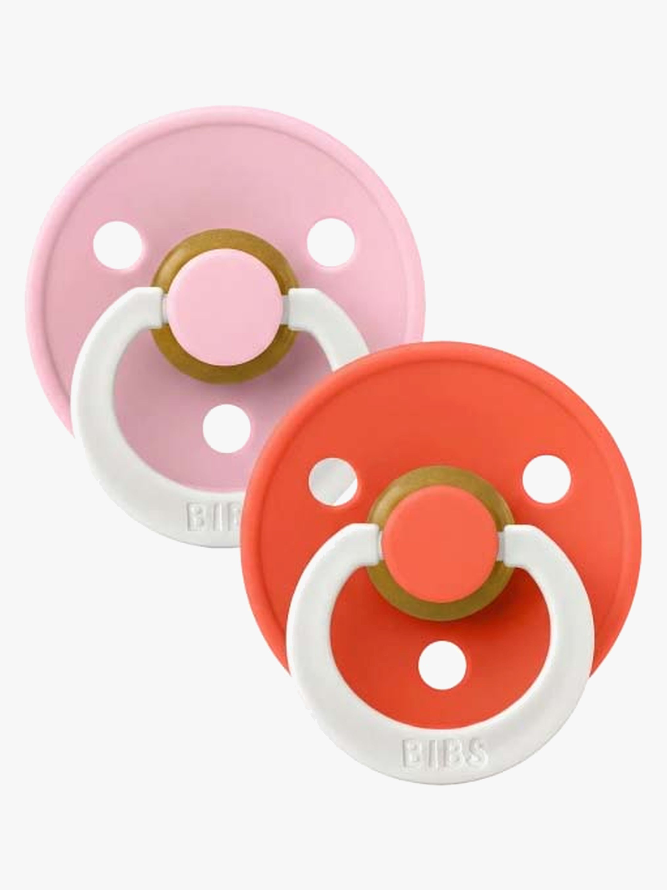 BIBS Colour Schnuller 2er-Pack Latex Gr. 3, Baby Pink/Tango GLOW