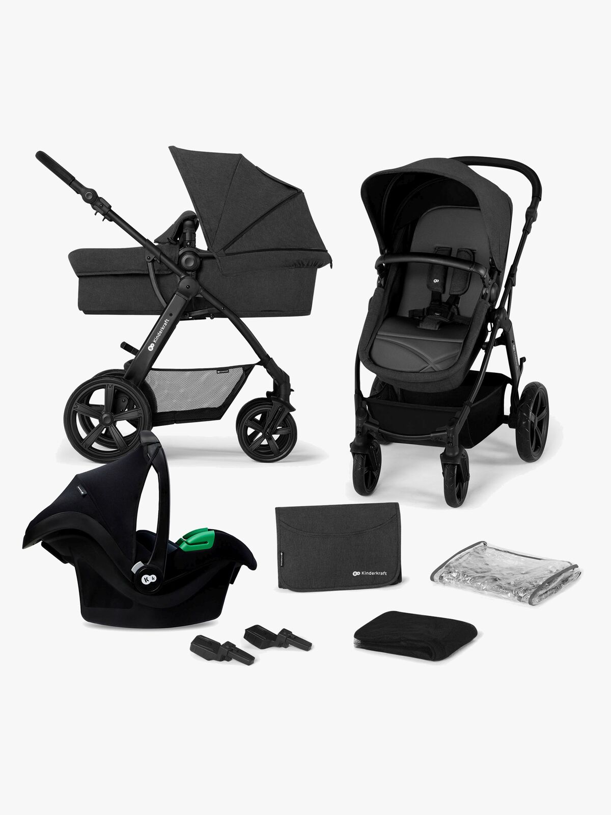 Kinderkraft MOOV CT 3-in-1 Mink Pro Kombikinderwagen, Black