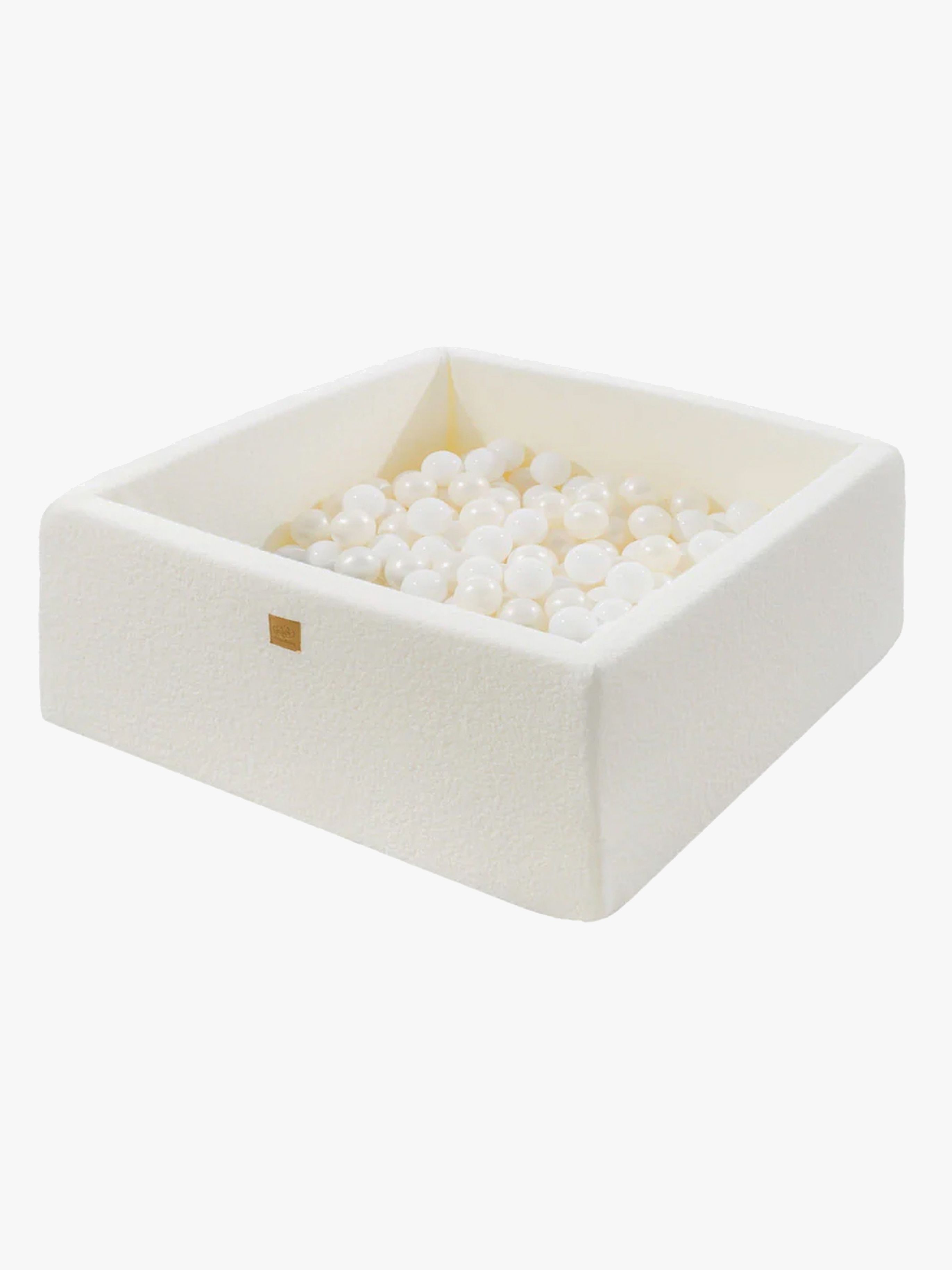 Boucle Square Bällebad, White / White Pearl