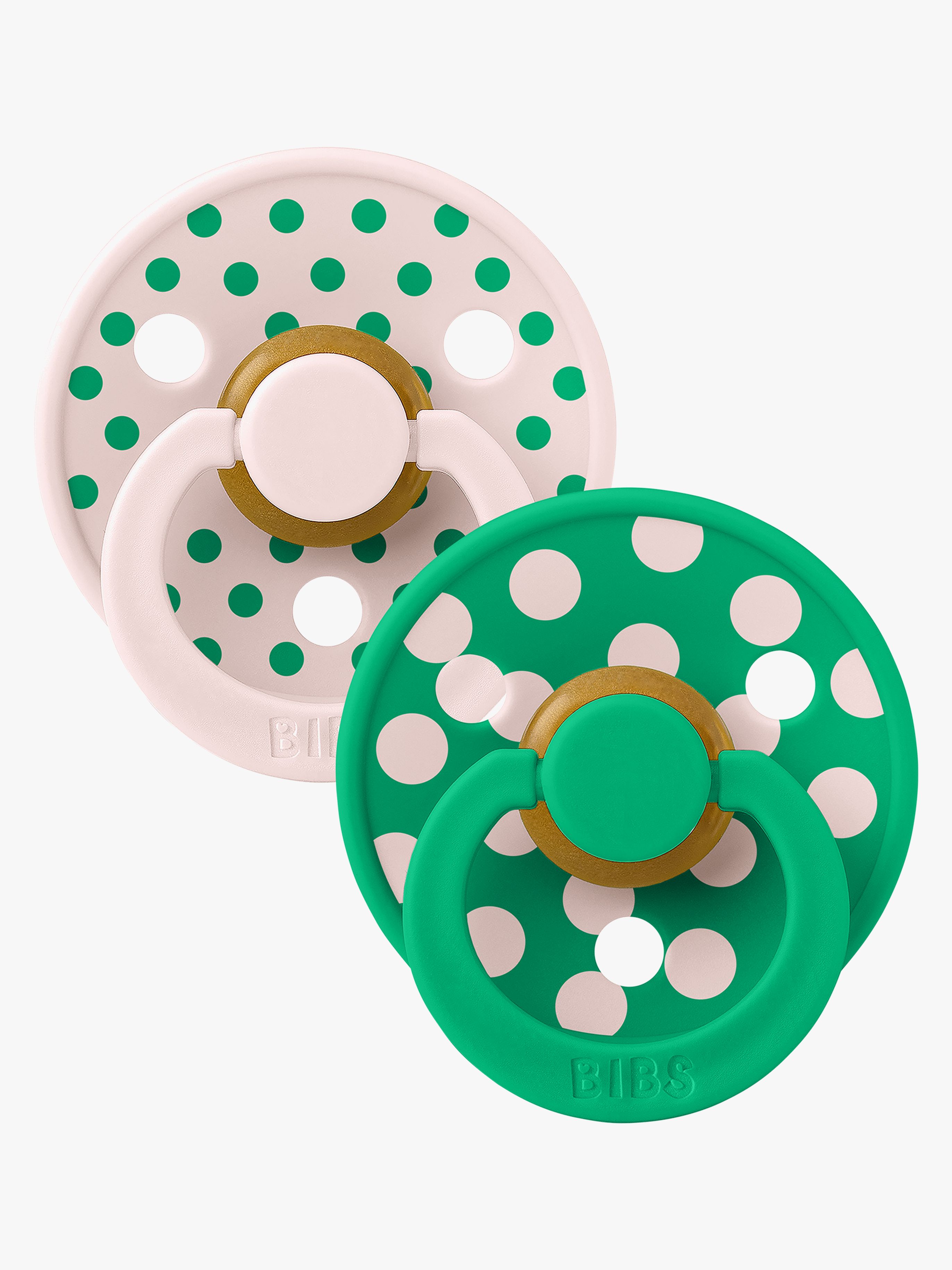 BIBS Studio Colour Polka Schnuller 2er-Pack Latex Größe 2, Petal/Cactus