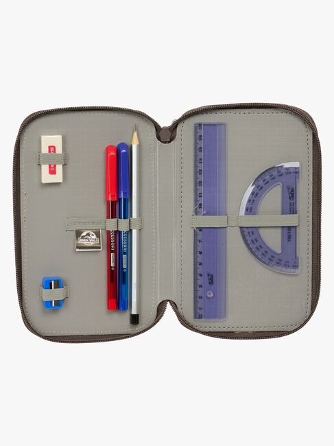 Jurassic World Gefülltes Dreifach-Federmäppchen 37 Teile, Braun