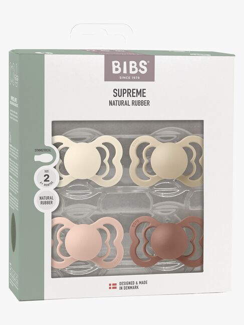 BIBS Supreme Schnuller 4er-Pack Latex Gr. 2, Ivory/Vanilla/Blush/Woodchuck