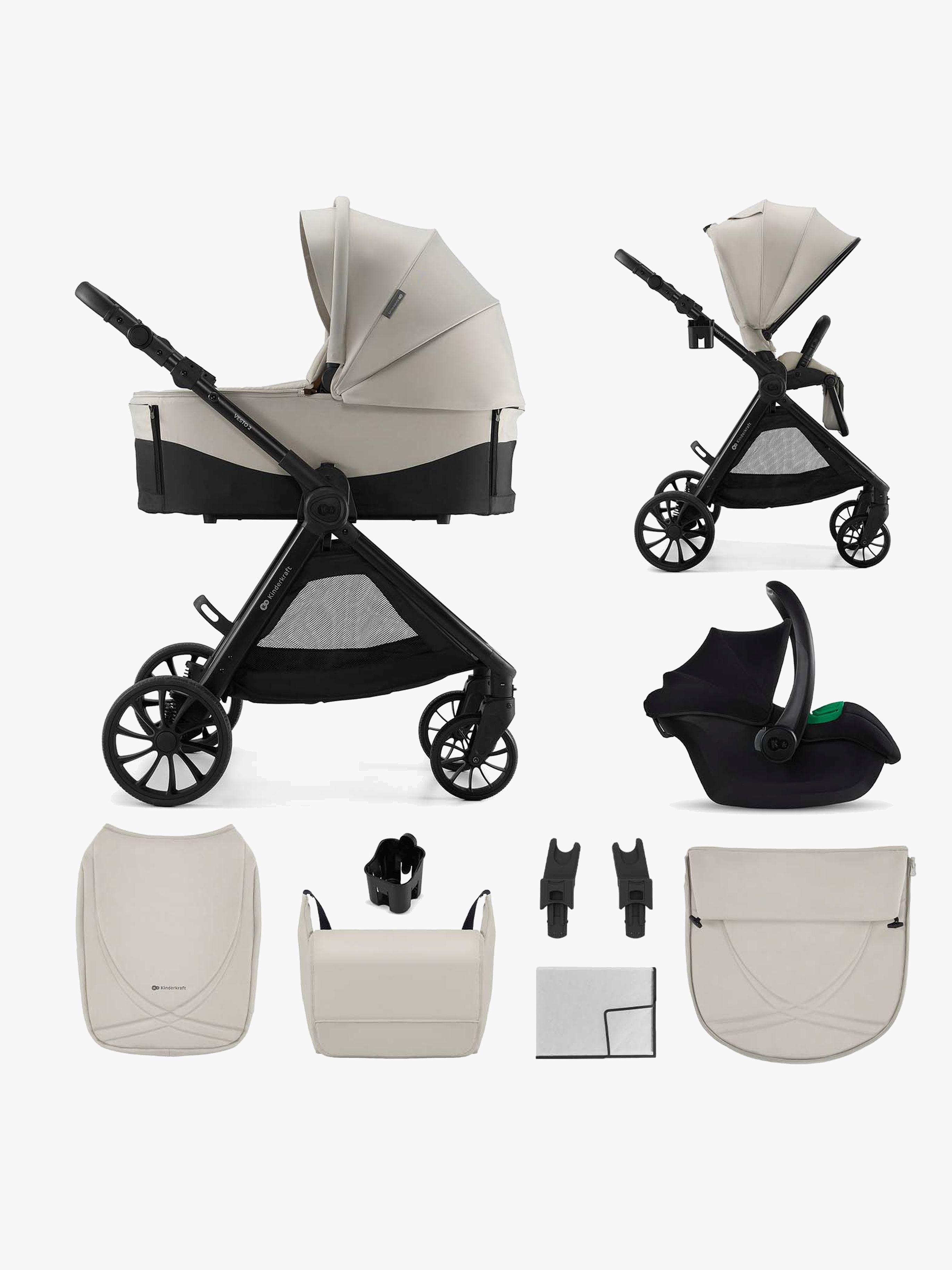 Kinderkraft Vesto 2 3-in-1 Kombikinderwagen, Beige