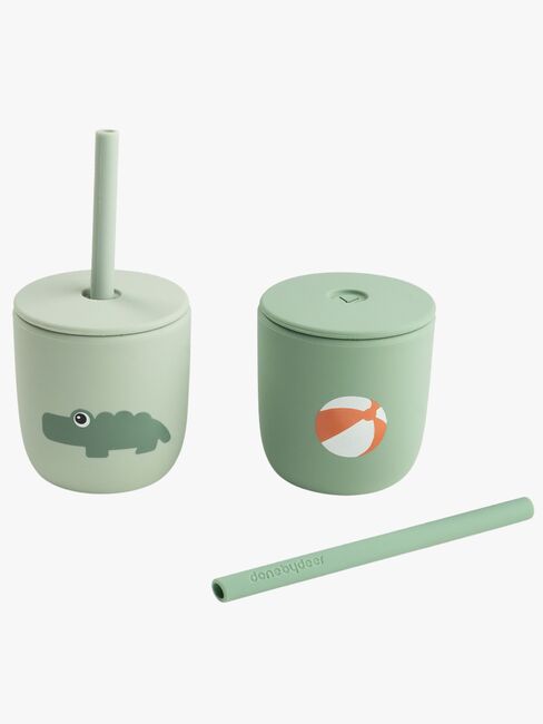Done By Deer Playground Trinkhalmbecher Silikon 2er-Pack, Green