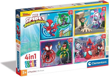 Clementoni Spidey and His Amazing Friends Super Color Puzzles 4-in-1