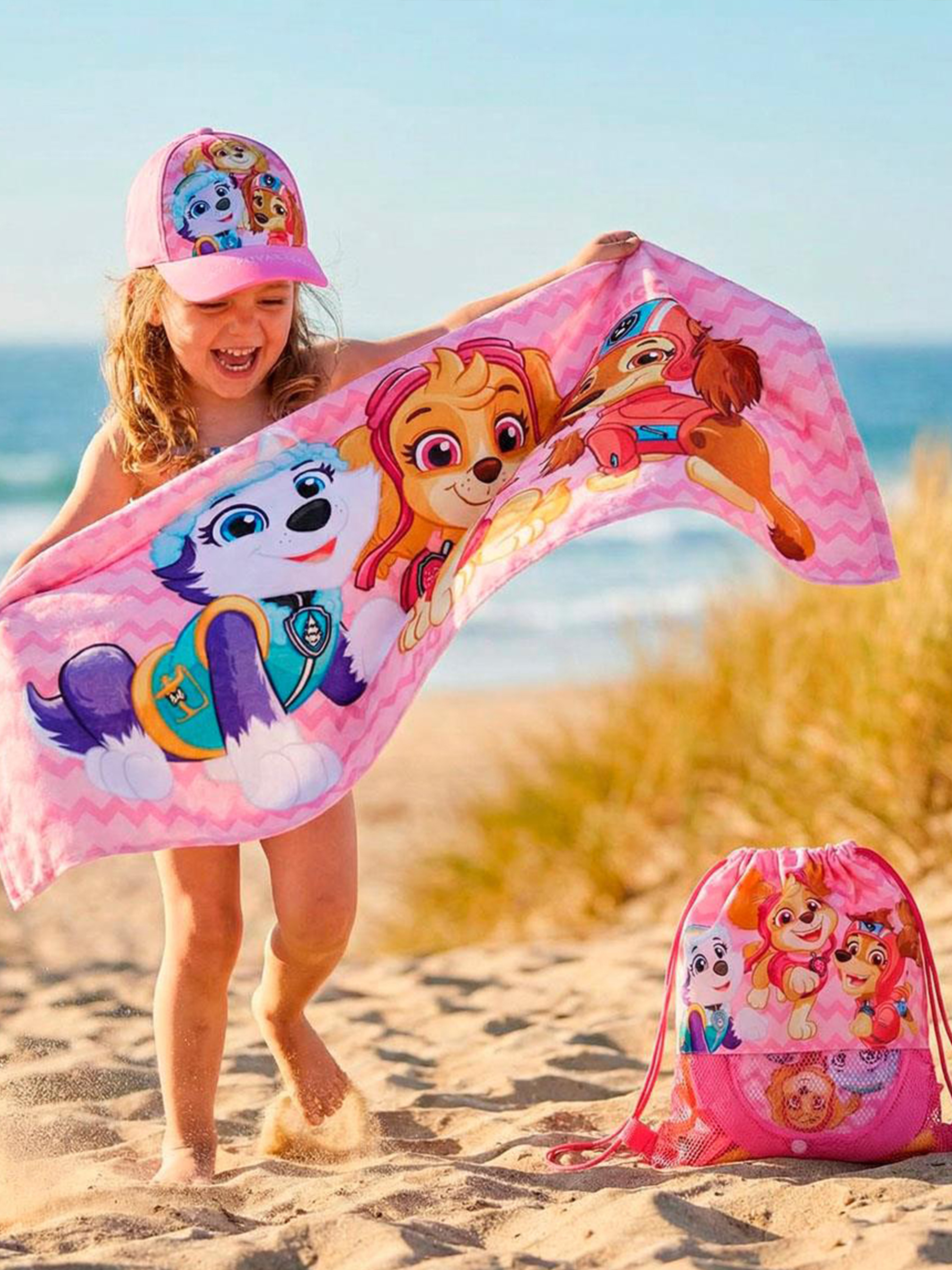 Paw Patrol Strandset mit Handtuch, Kappe &  Turnbeutel, Rosa