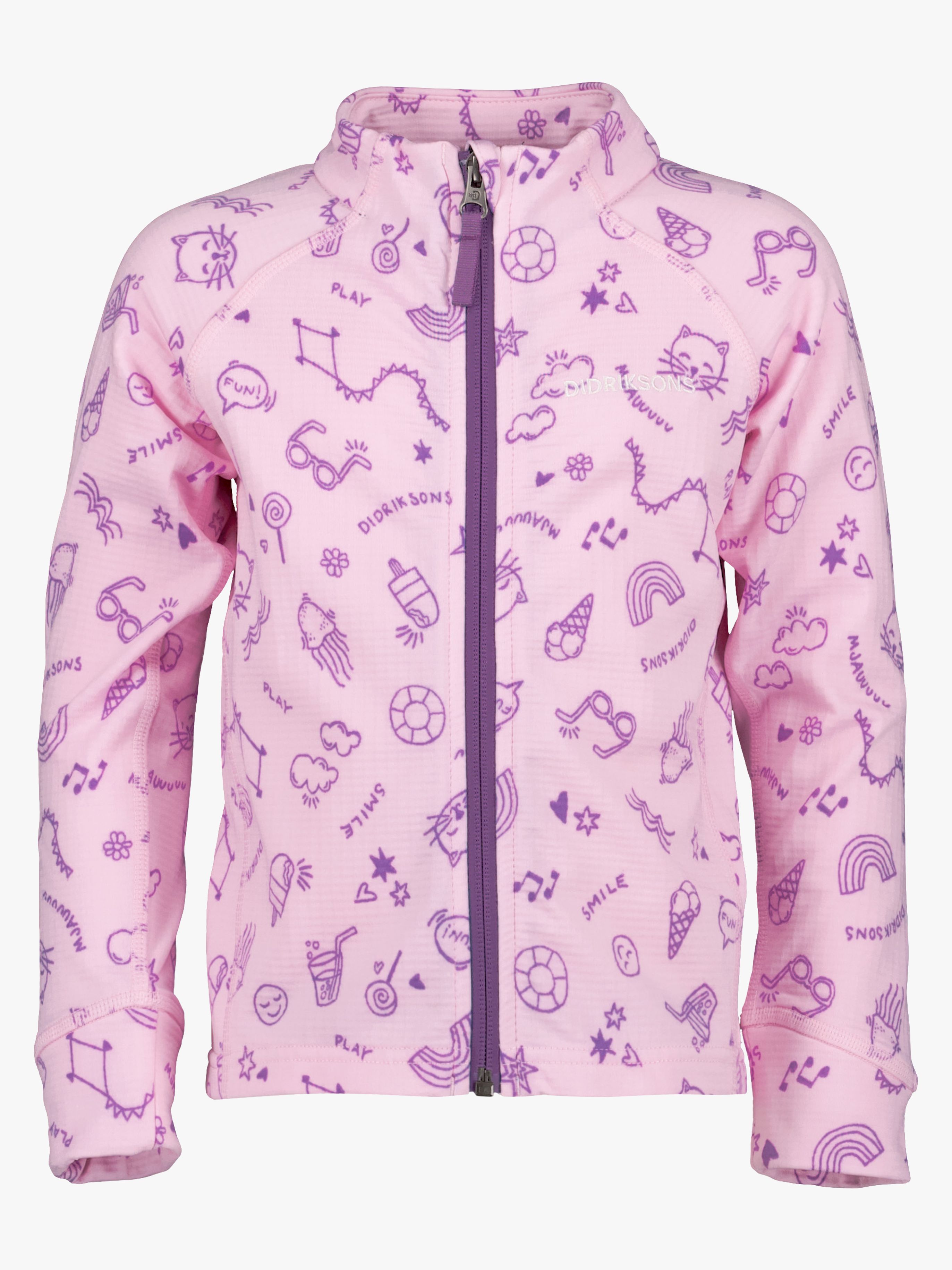 Didriksons Jadis Pullover mit Reißverschluss, Doodle Orchid Pink, 80