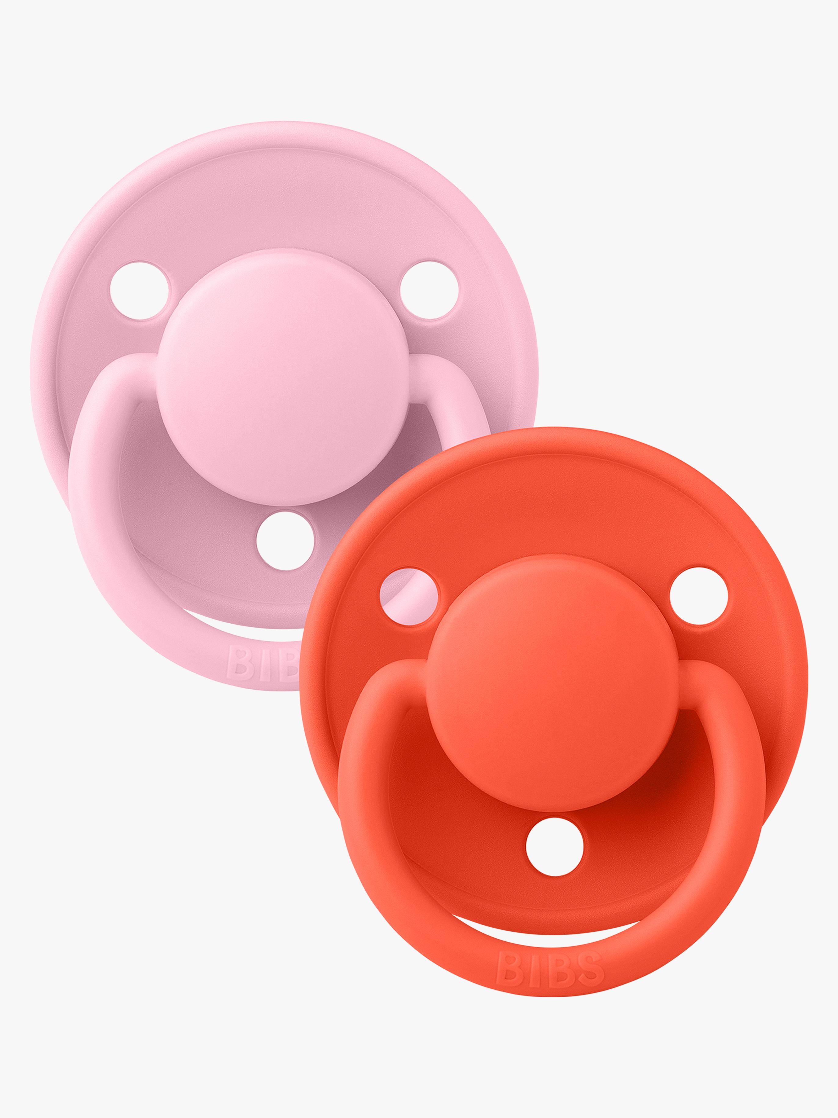 BIBS De Lux Schnuller 2er-Pack Silikon Einheitsgröße, Baby Pink/Tango