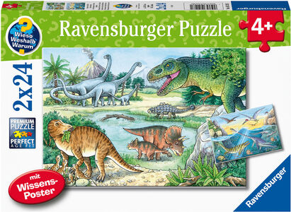 Ravensburger Puzzle Dinosaurier an Land und im Wasser 2x24 Teile