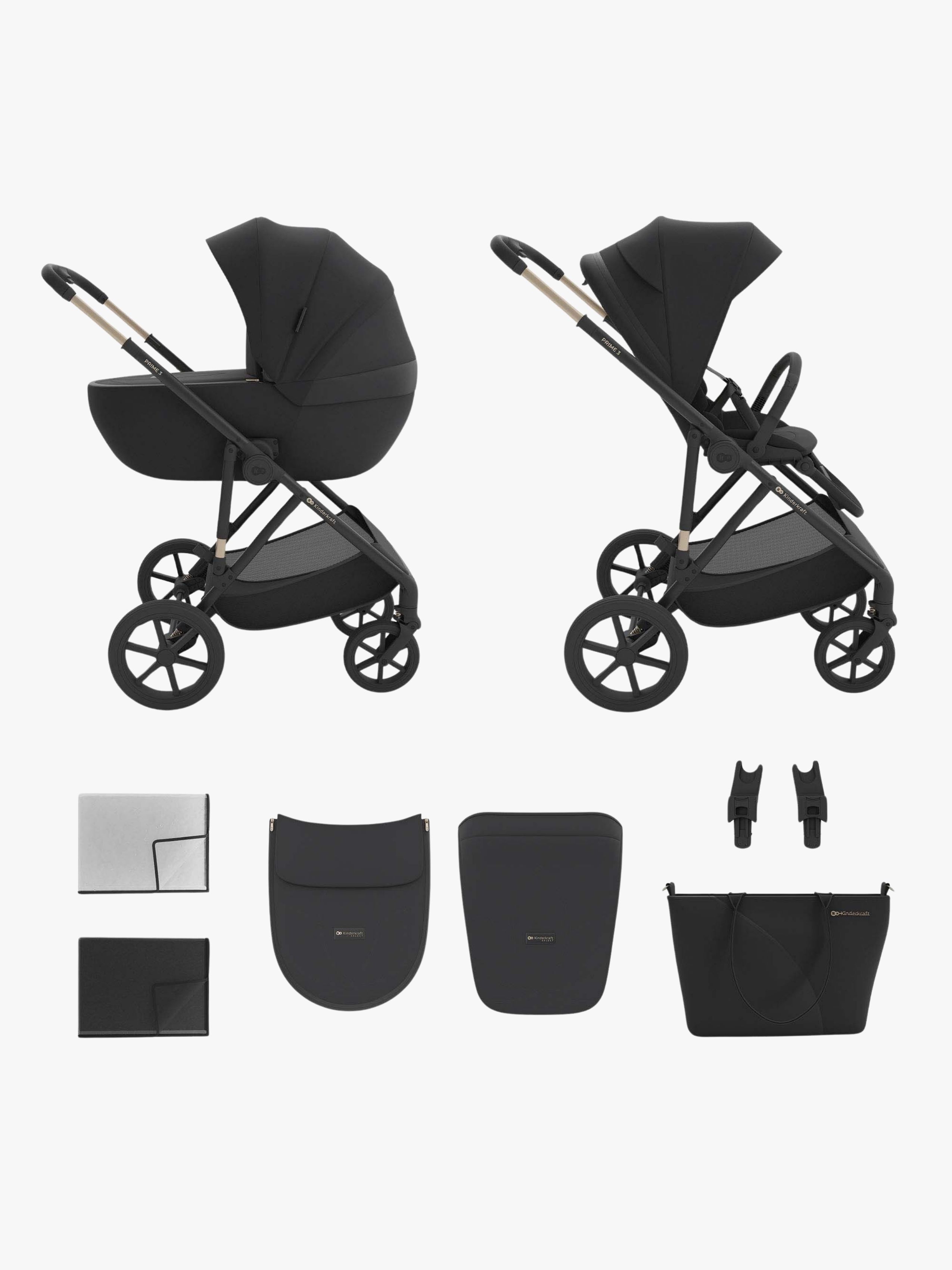 Prime 3 2-in-1 Kombikinderwagen, Venezian Black, Kinderwagen, 2 in 1