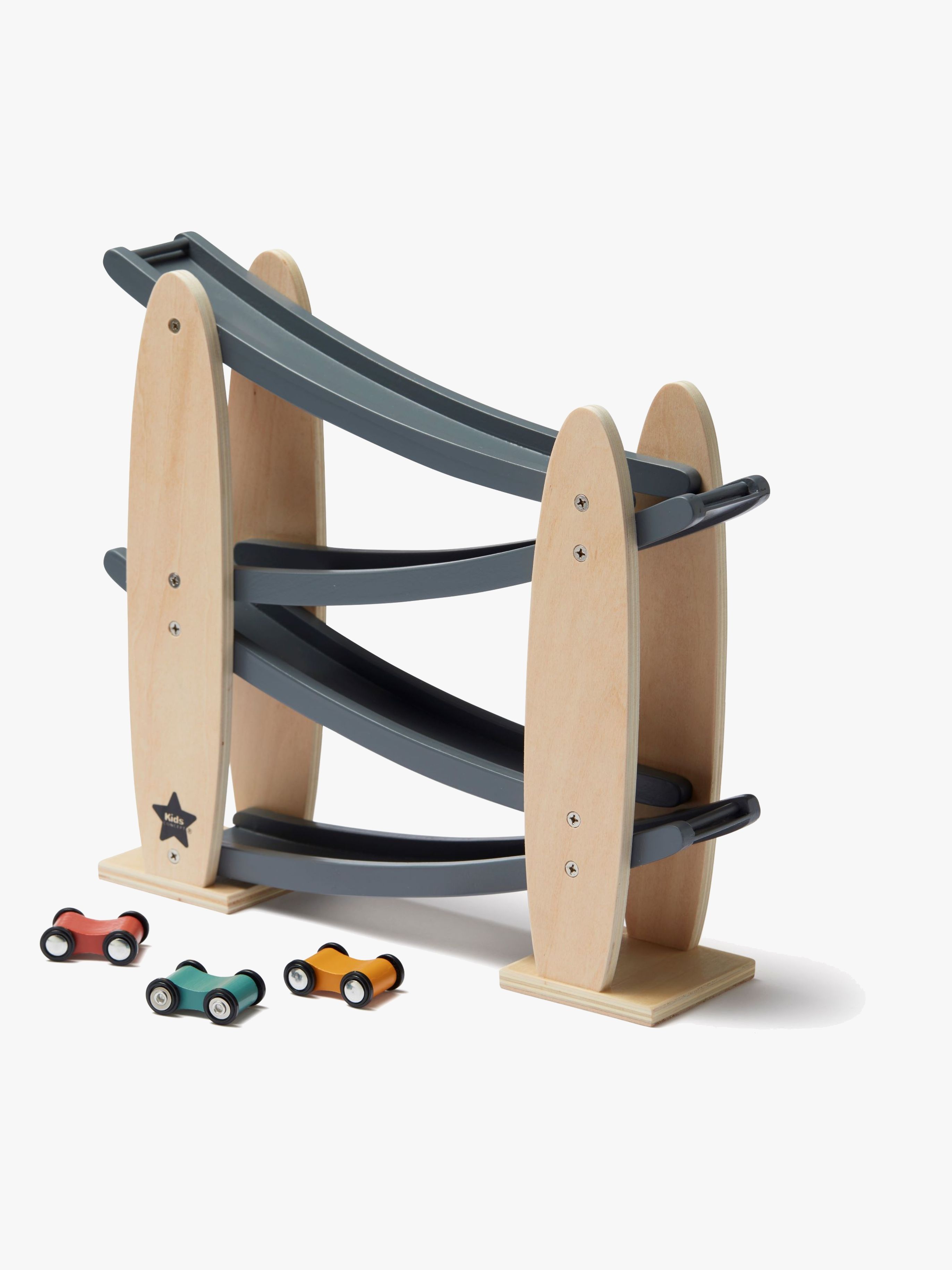 Kids Concept Aiden Kugelbahn mit Autos, Natur/Grau