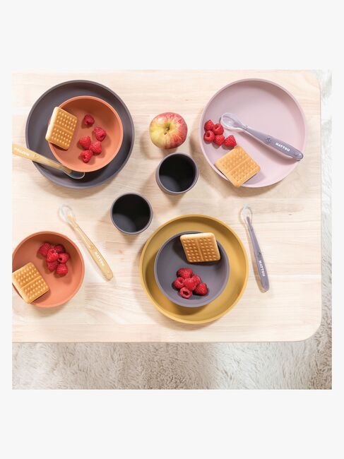 Nattou Soft Silicone Geschirrset 4 Teile, Rosa/Aubergine